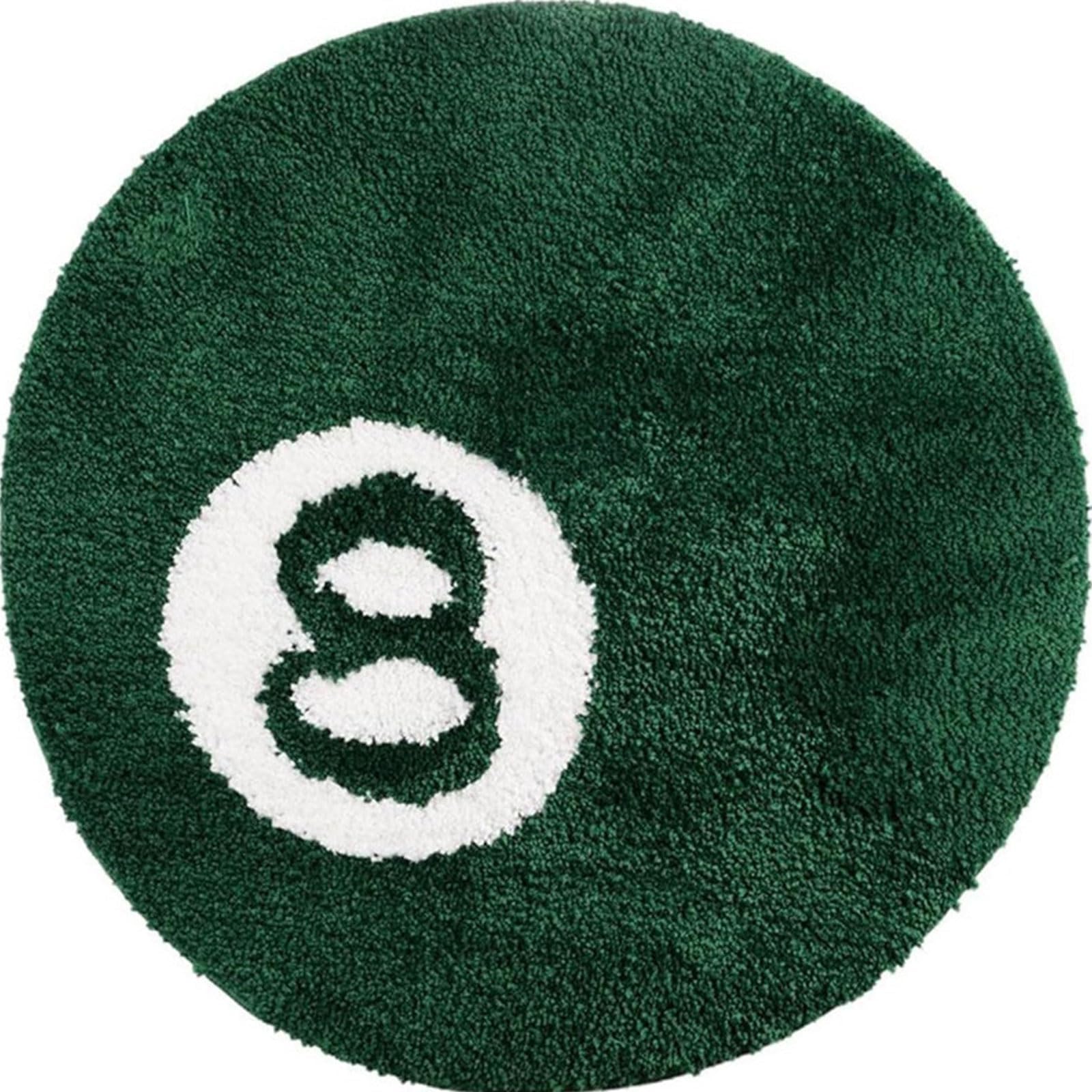 Minicoco 8 Ball Rug, 60 * 60cm Circle Rug, Simulation Billiards Round Rugby Decorative Carpet Absorbent Bath MatNon Slip Floor Mat Billiard Ball Carpet Soft Bathroom Carpets(Dark Green, 60X60) — image 1