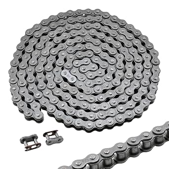#50 Roller Chain, 10 Feet Carbon Steel Chain with 2 Free Connecting Links