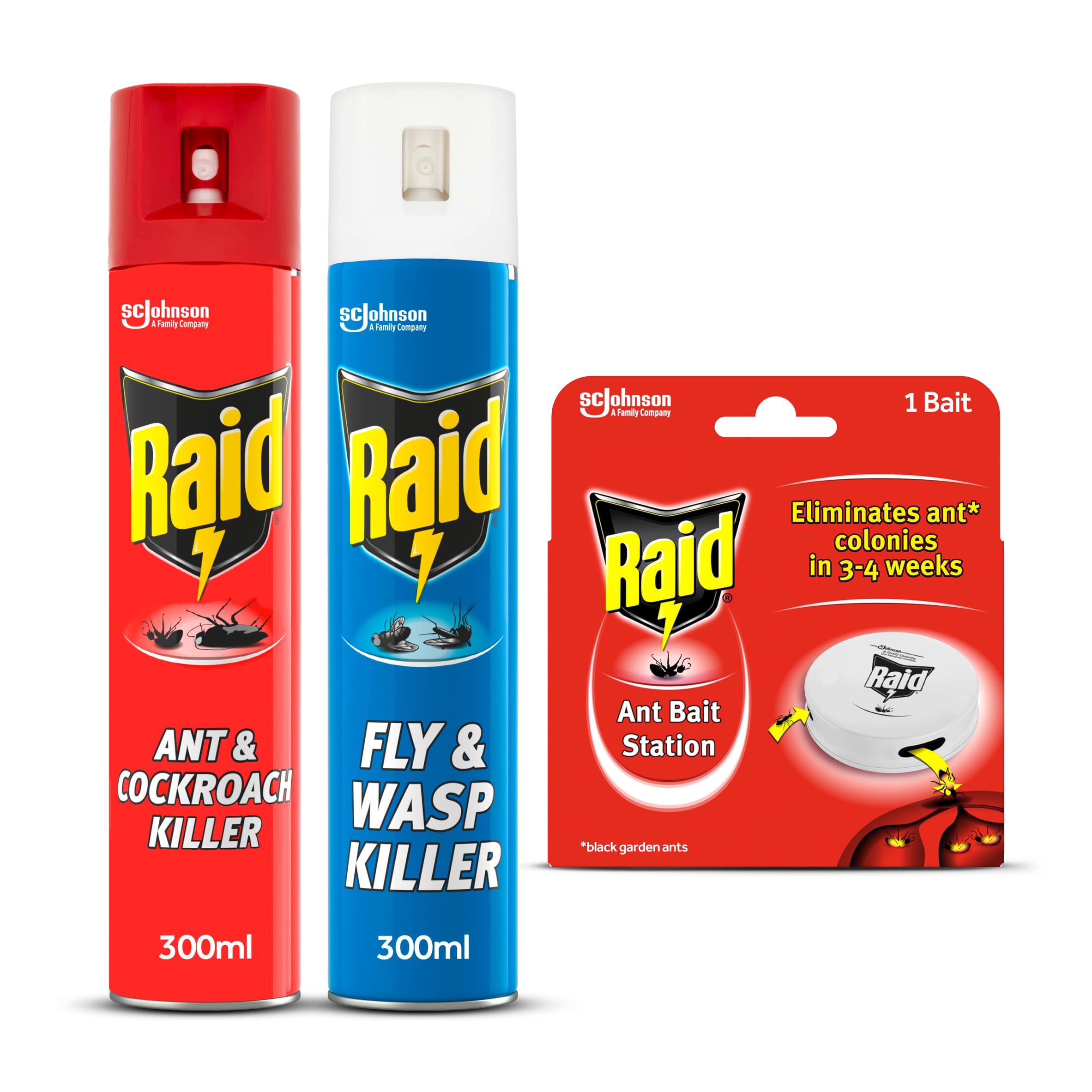 Raid Total Insect Killer Pack, Protect Against Flying and Crawling Insects, Fast and Long Lasting Action, Pack of 3