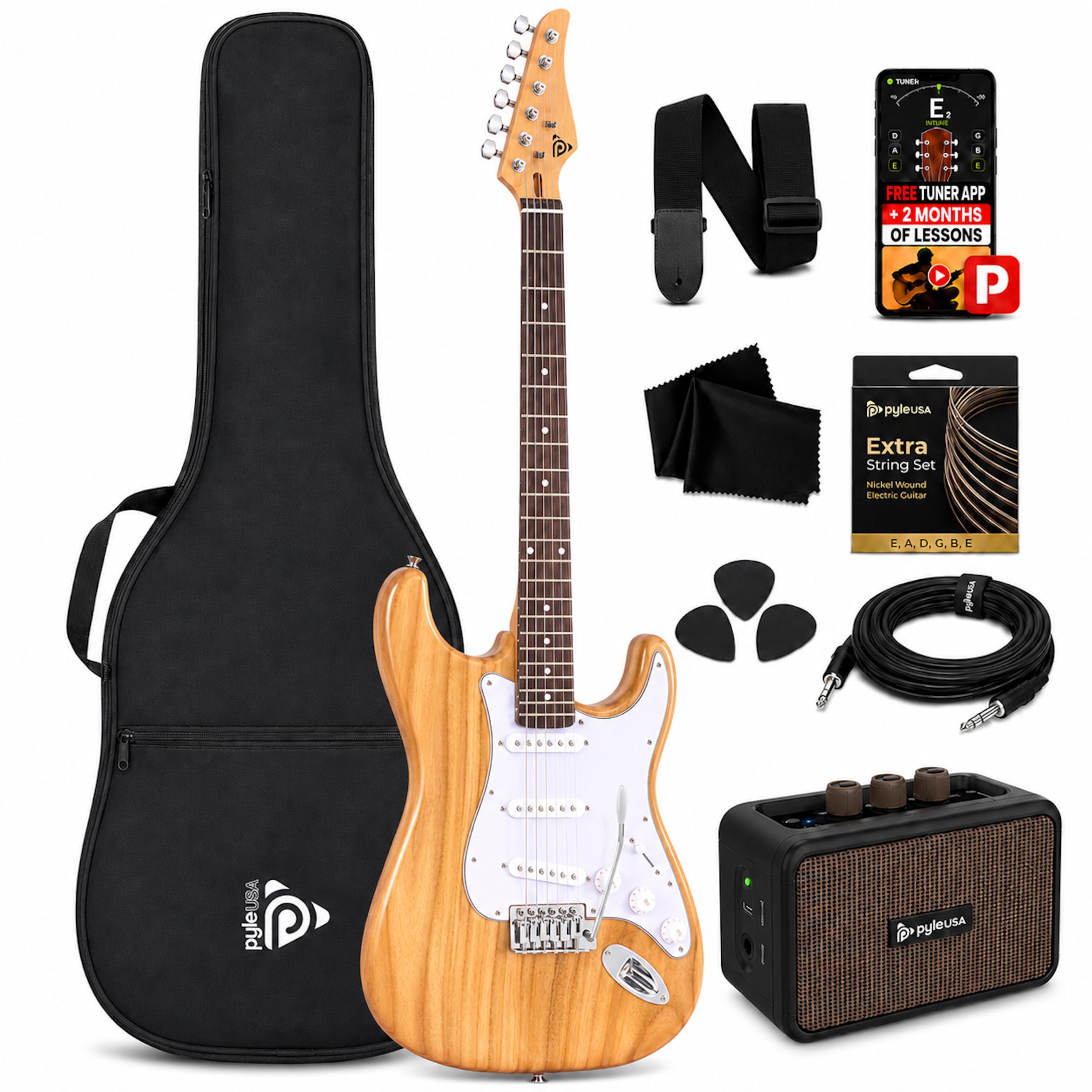 Pyle Electric Guitar and Amp Kit Natural