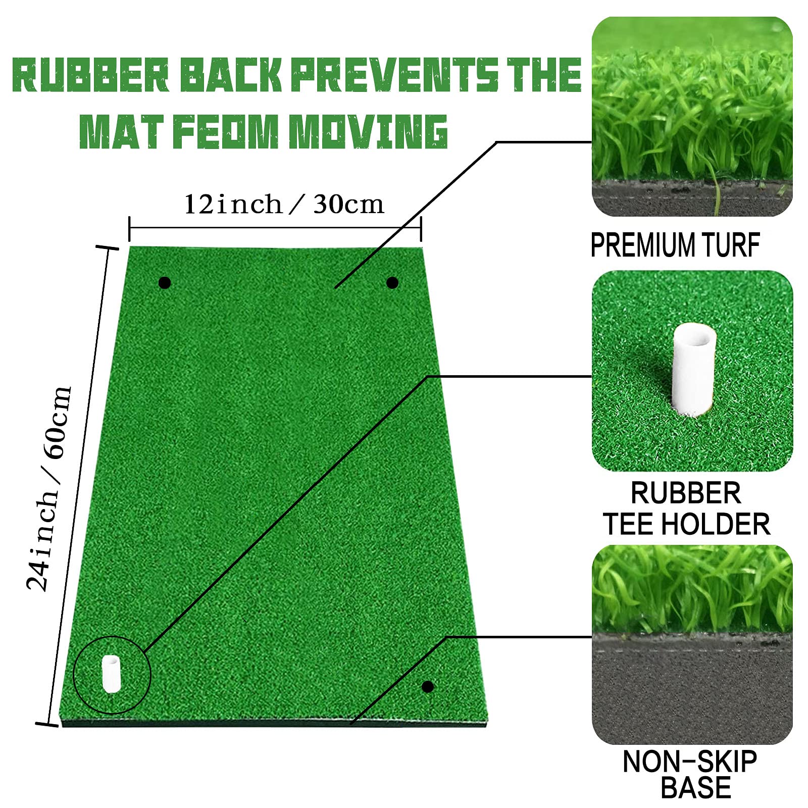 Golfnetz Übungsnetz Outdoor Set Golfübungsnetz 300 x 213 cm (10 x 7 ft) mit 60 x 30 cm Golfmatte und 1 Golf Tees Gummi, Golf Driving Training Schlagnetz Trainingsnetz Trainingshilfe zum Garten