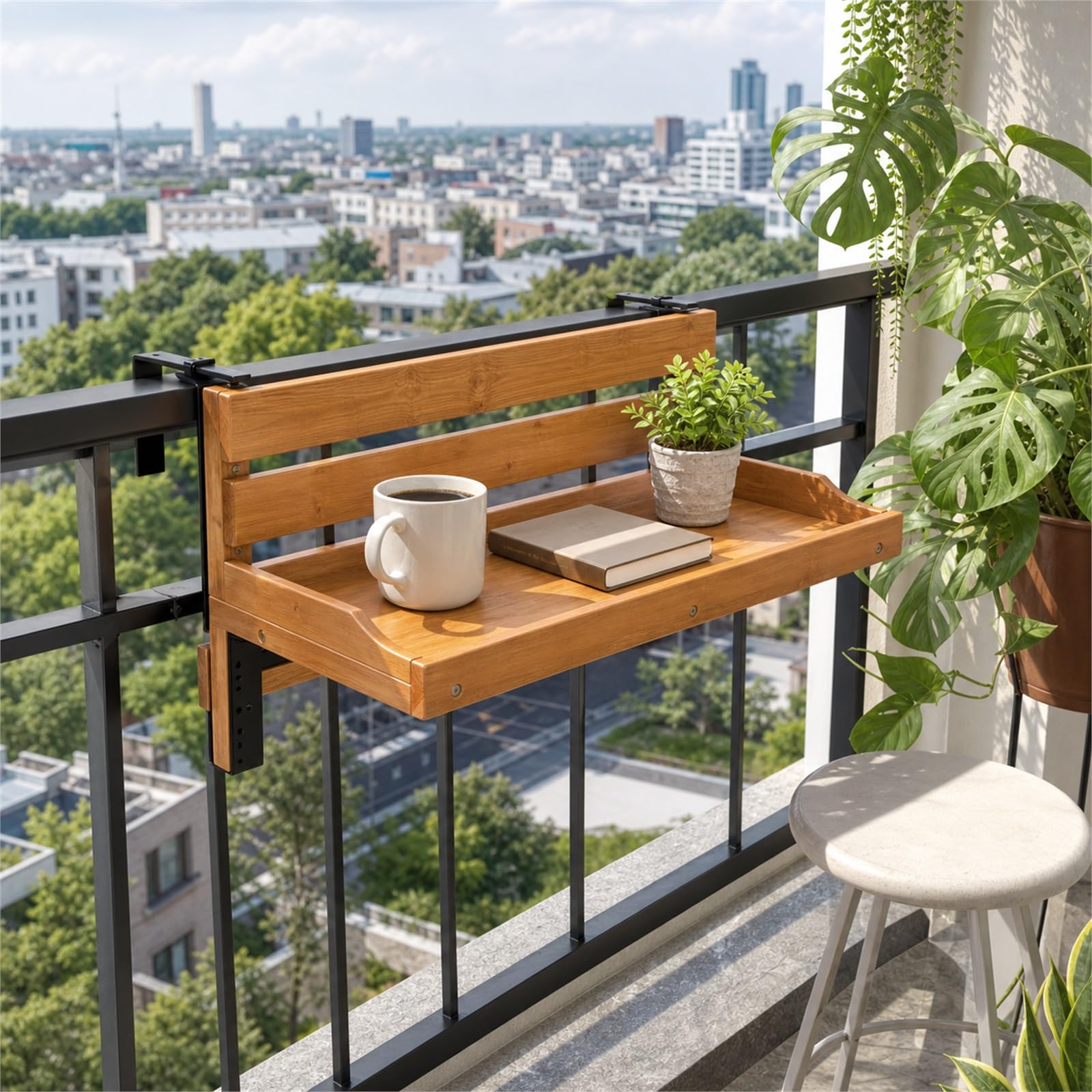 Tavolo sospeso da Balcone Tavolo Pieghevole da Balcone sospeso Tavolo da Bar per ringhiera pensile da Esterno Salvaspazio Pieghevole per terrazza,Giardino,Balcone e Veranda