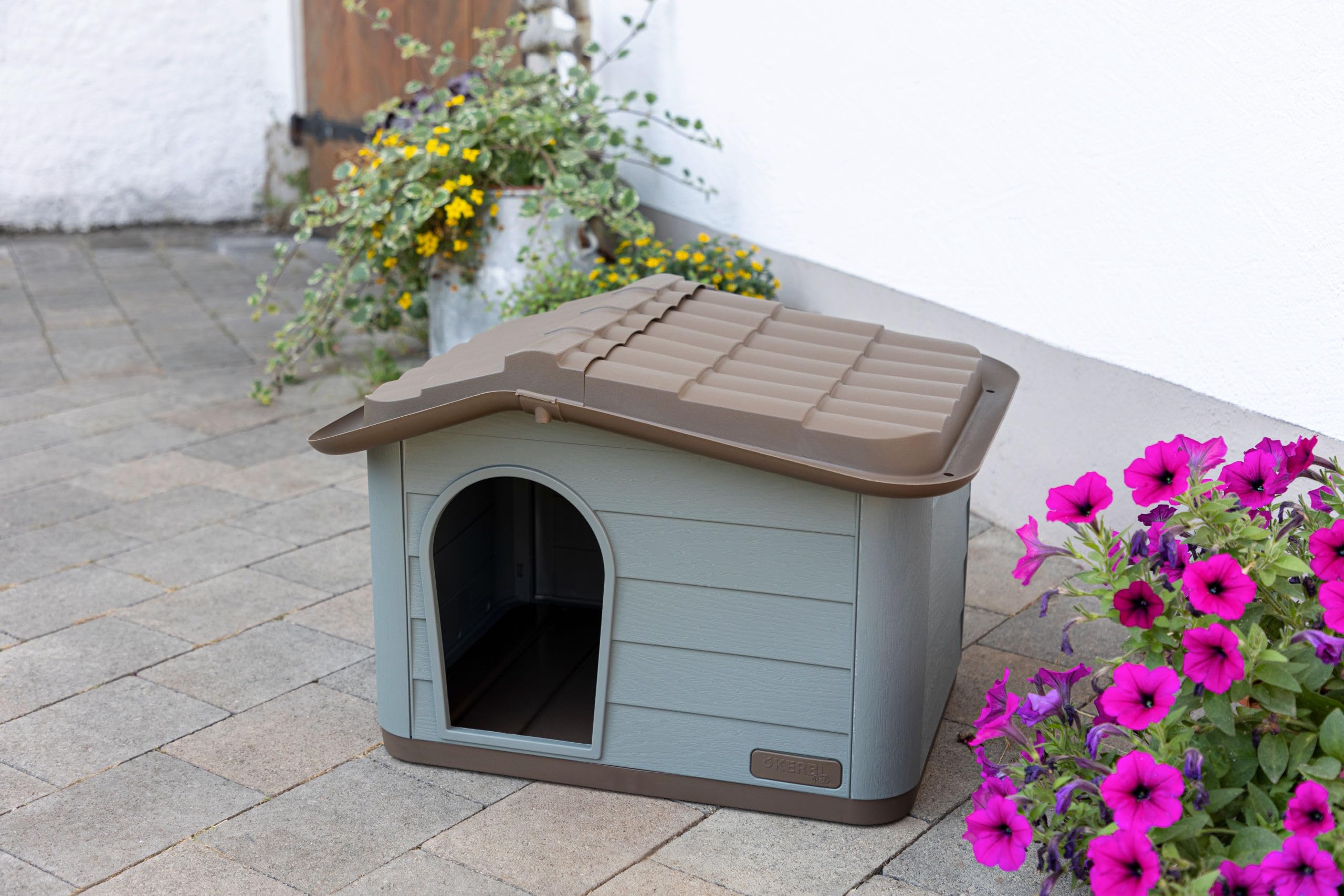 Kerbl Pet Casa para Gatos Paola Eco, Gris Verdoso/marrón, 60x51x41 cm, Cueva para Gatos, 100% plástico Reciclado, para Perros y Gatos