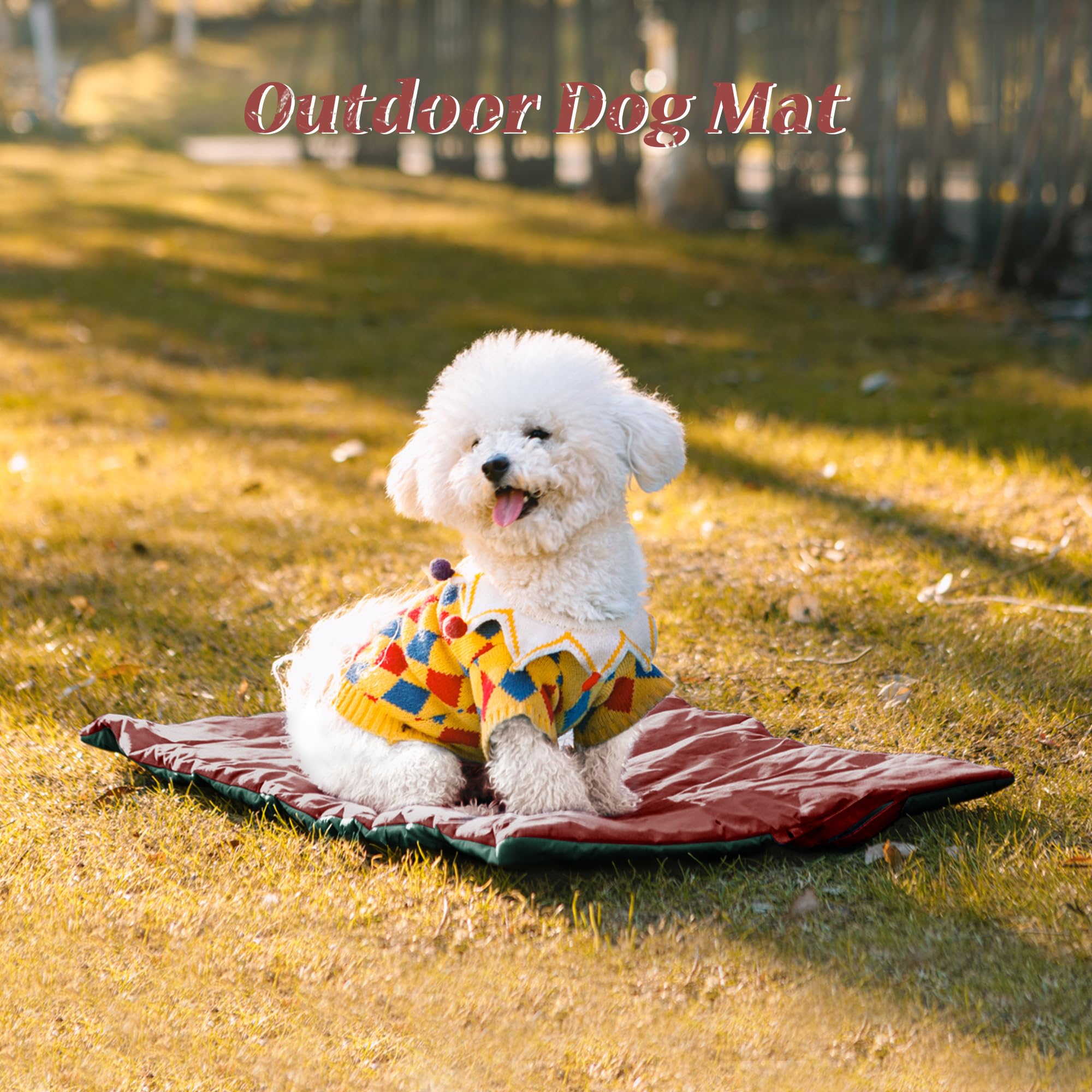 UNIKOME Cuccia Cane Grande per Interno e Esterno, Cuscino Cane Impermeabile, Facile da Lavare, Pieghevole, Resistente Materassino Cani/Gatto/Pet per Viaggi All'aperto (Rosso+Verde, 76x48cm)