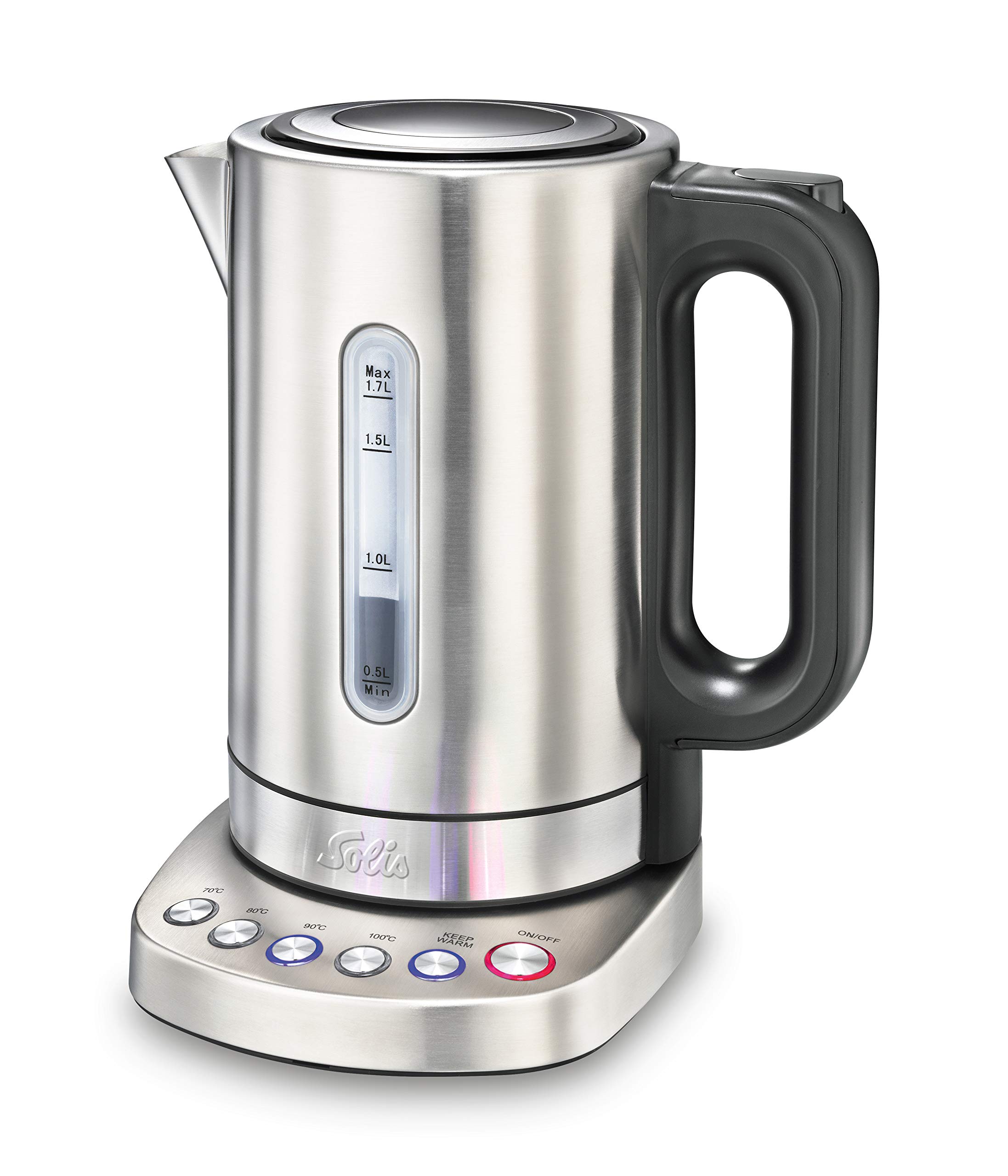 Solis Wasserkocher Vario Temp Kettle 5516 - Wasserkocher mit programmierbarer Temperatureinstellung - Teekocher - Mit Warmhaltefunktion - Kalkfilter herausnehmbar - 1,7 L