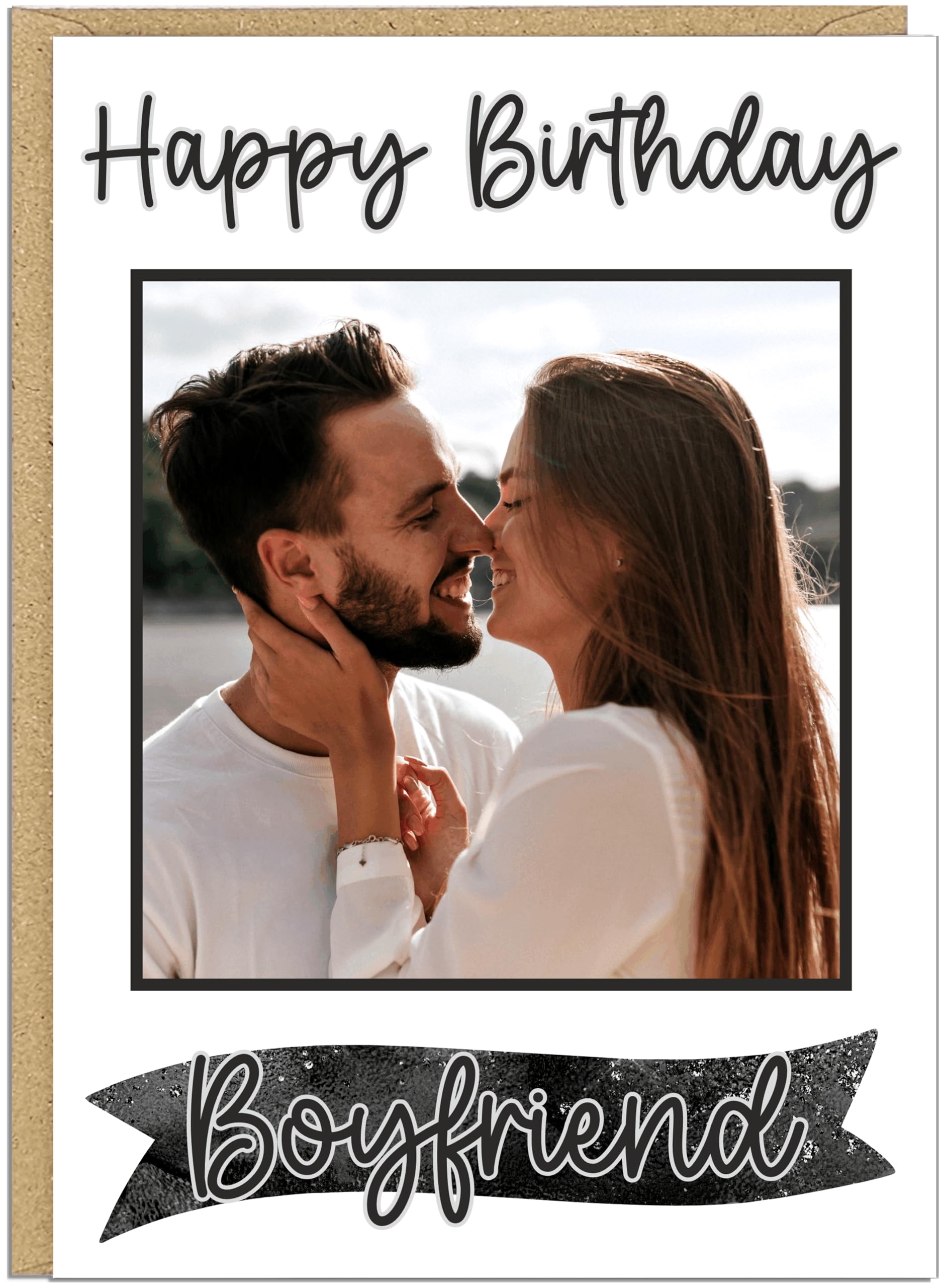 Personalised Photo Birthday Card for Him Custom Own Name and Add Your Own Picture A5 Greetings Card for Dad Grandad Brother Son Best Friend Keepsake Card For Men (Black)