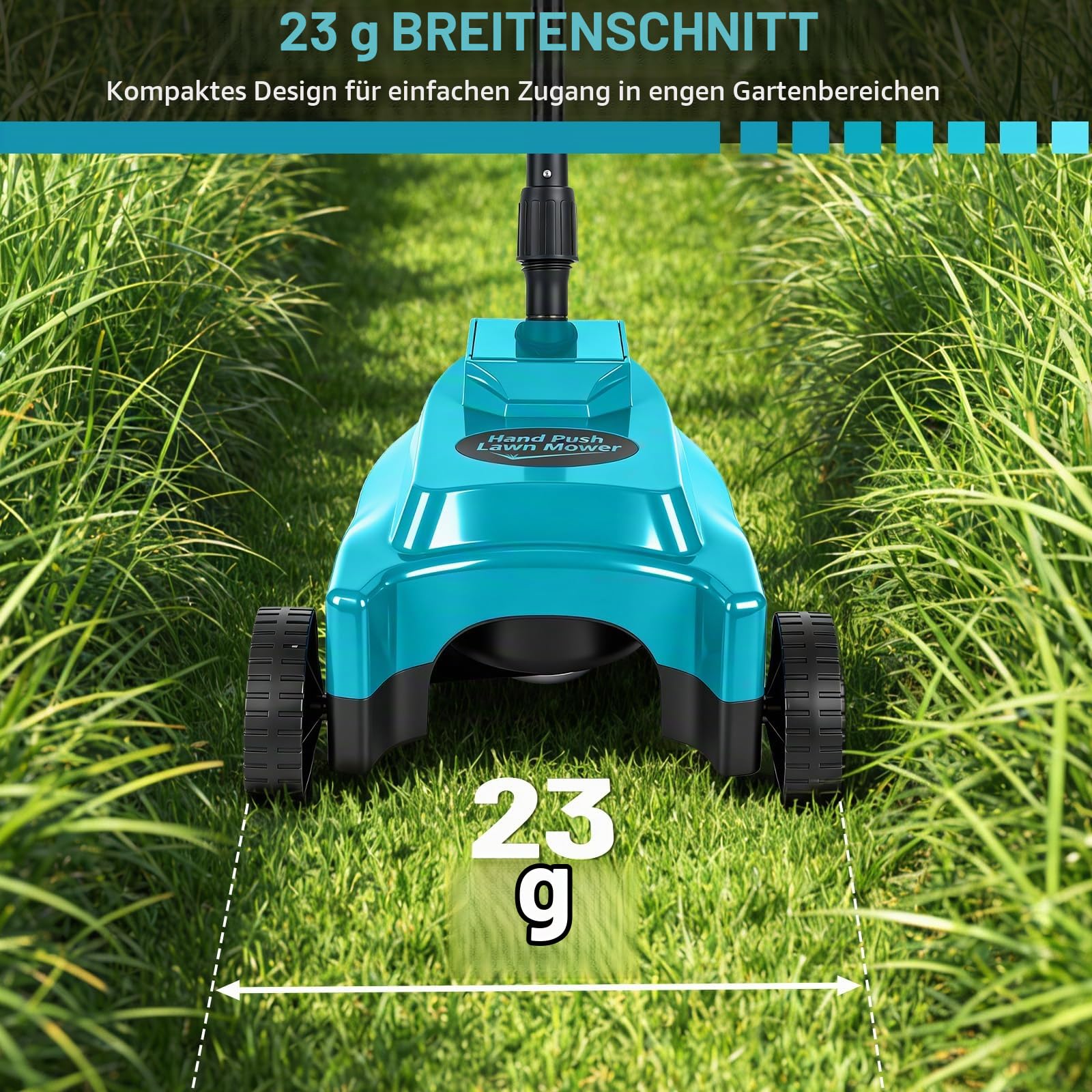 Akku-Rasenmäher für Makita 18V, 23 cm Schnittbreite, 3-stufige Schnitthöhe (20-50 mm), bürstenloser Motor, ideal für kleine Gärten bis 50 m² (ohne Akku)