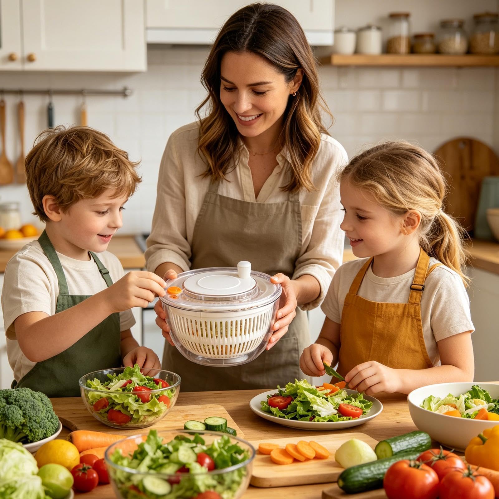 Generisch Salatschleuder Spülmaschinenfeste Schüssel | Gemüsewäscher für Zuhause tägliche Essensvorbereitung Reisen Camping Restaurant Essen Party gesunde Ernährung beschäftigte