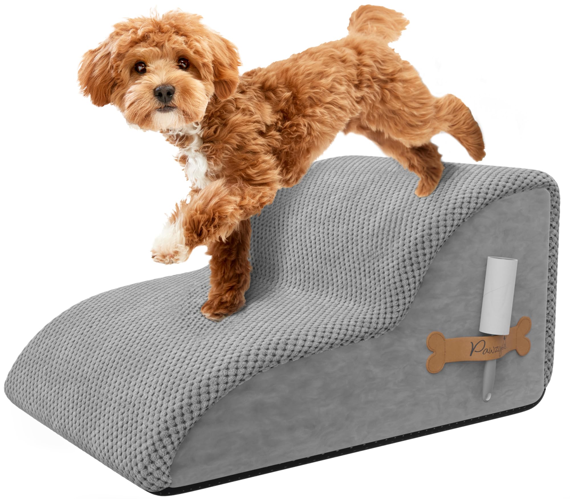 ((SIMILAR))PAWZY Foam Pet Stairs for Bed, Couch or Window PREFIXED Cover - Wide Dog Steps for Bed, Waterproof, Non-Slip Base - Tier Dog Ramp Dog Stairs for Small Dogs, Puppies, Cats -(Grey) (Gray, 2 Step, 1)