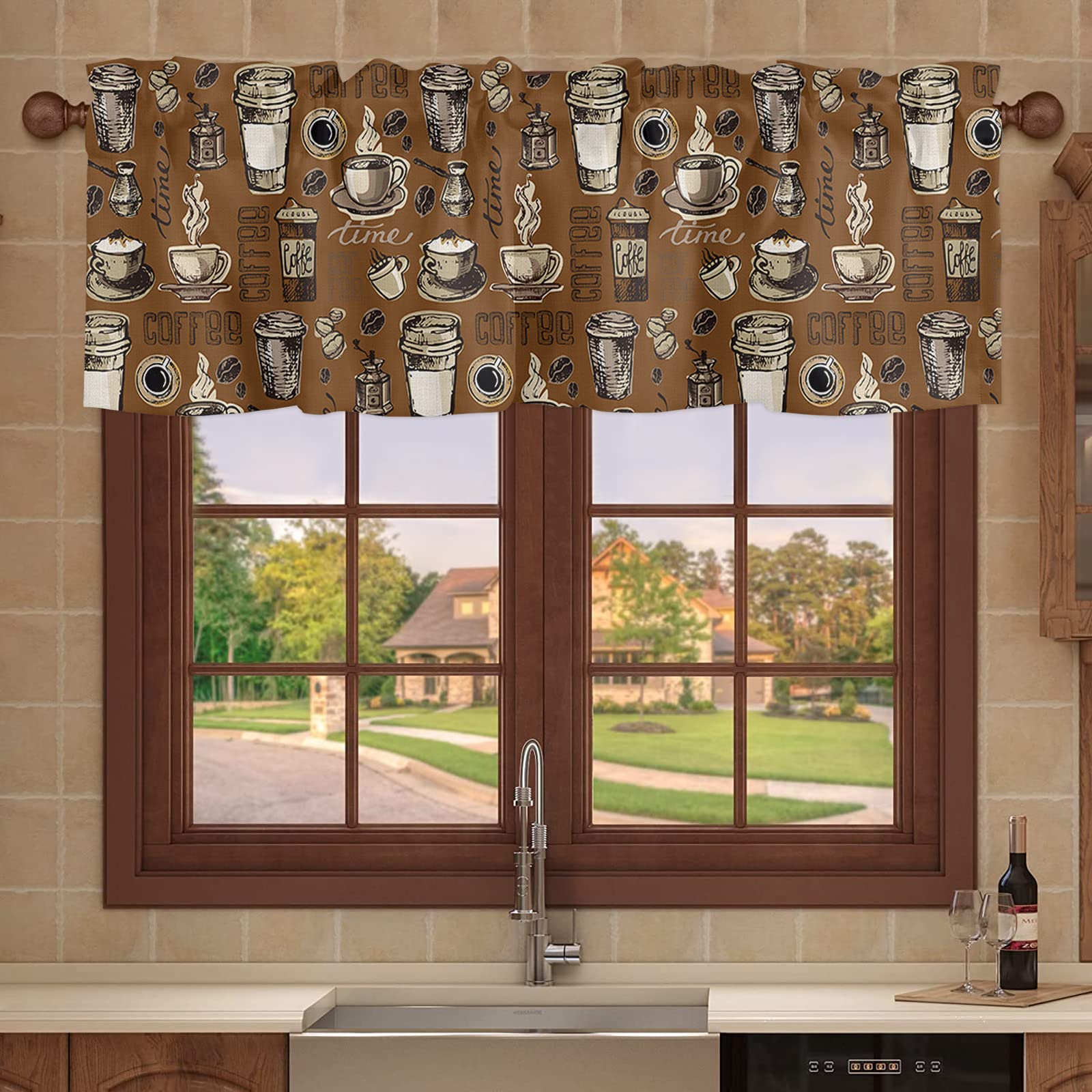 Coffee Themed Kitchen Curtains