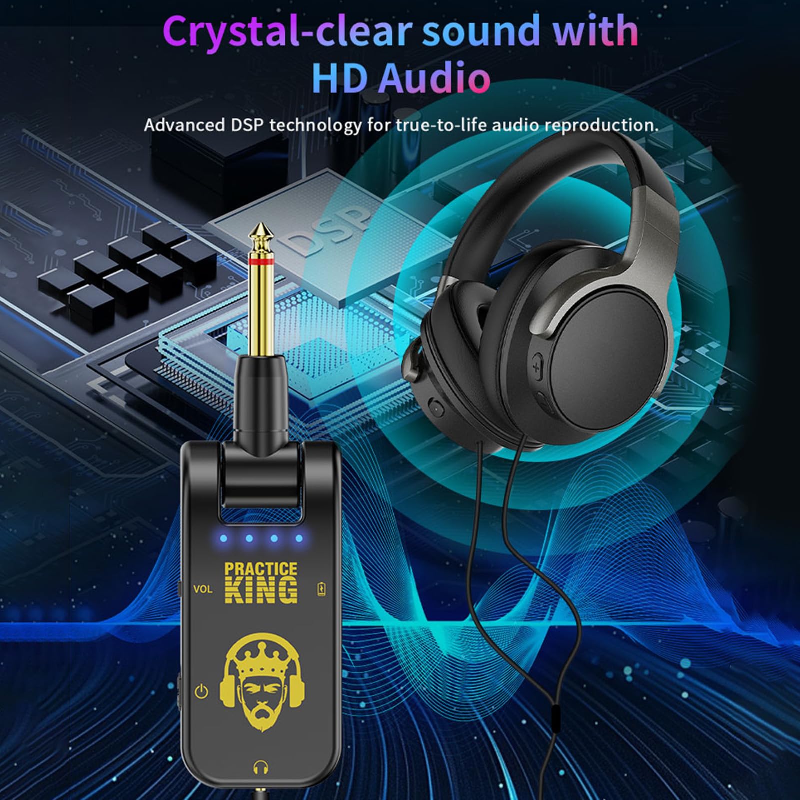 Btuty Silent Guitar Amplifier Guitar Headphone Amp 50H Use Time Rechargeable 282°Rotatable Head Portable Guitar Earphone Amplifier for Electric Acoustic Instruments Music Practice