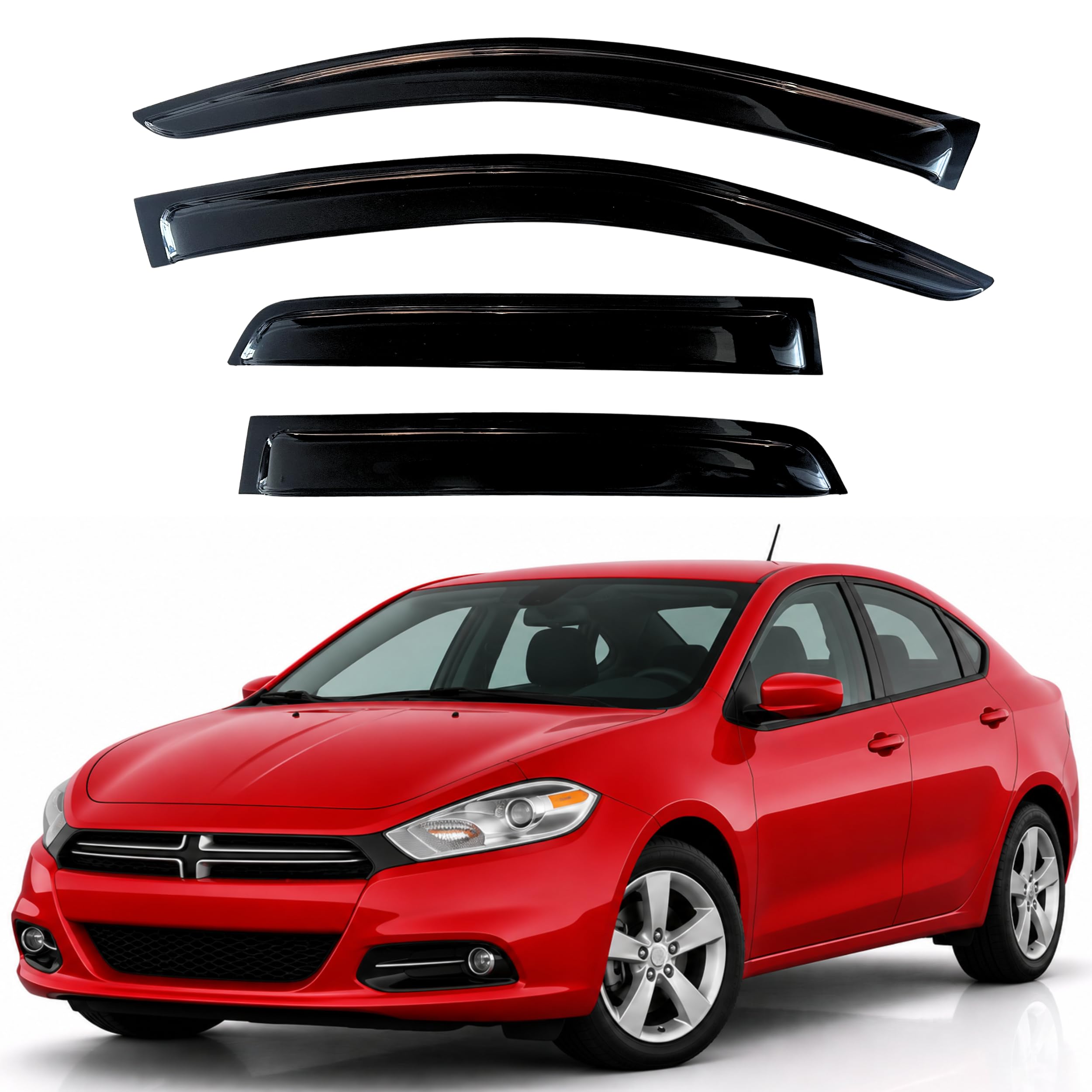 KPY Rain Guards Fit for 2013–2016 Dodge Dart, Out-Channel Window Visors Vent Wind Deflectors 4PC, Car Accessories for 13–16 Dart