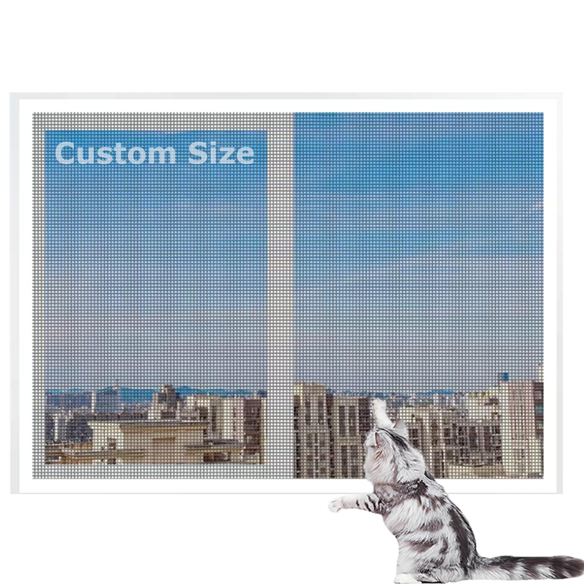 Duoleh White/Black Custom Size Window Screen With Zipper Opening, Self-Adhesive Fly Screens For Window, Mosquito Net Insect Mesh, Cat Safety Mesh, Semi-Transparent Net For Balcony