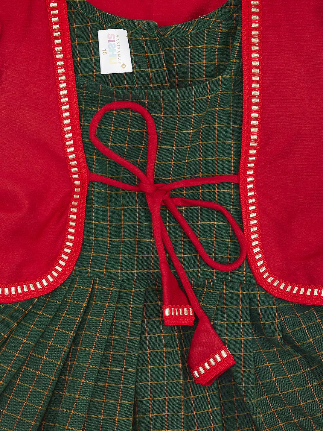 VASTRAMAY Kleid mit Jacke für Mädchen Onam, traditionelle ethnische Kleidung