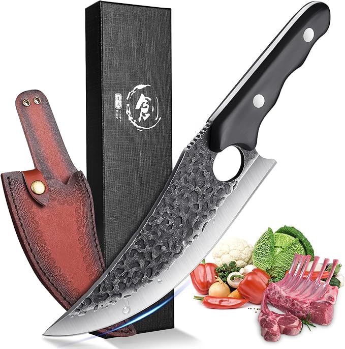 Huusk Viking Boning Knife Japanese Chef Butcher Knife Meat Cutting Full