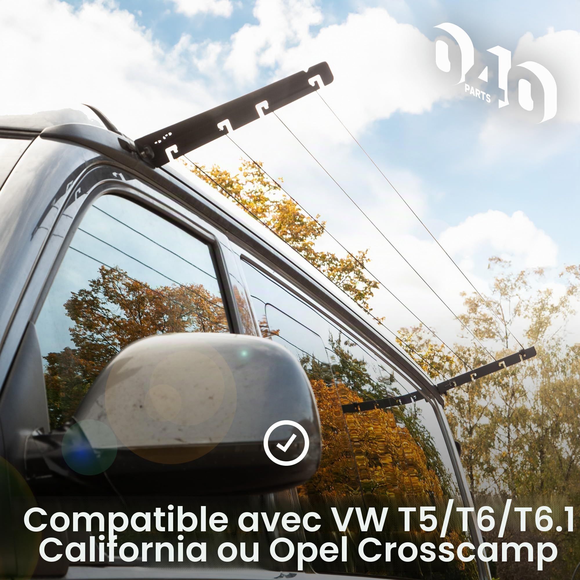 Corde à linge pour VW T5, T6, T6.1 et Opel Crosscamp - Séchez votre linge directement sur le camping-car