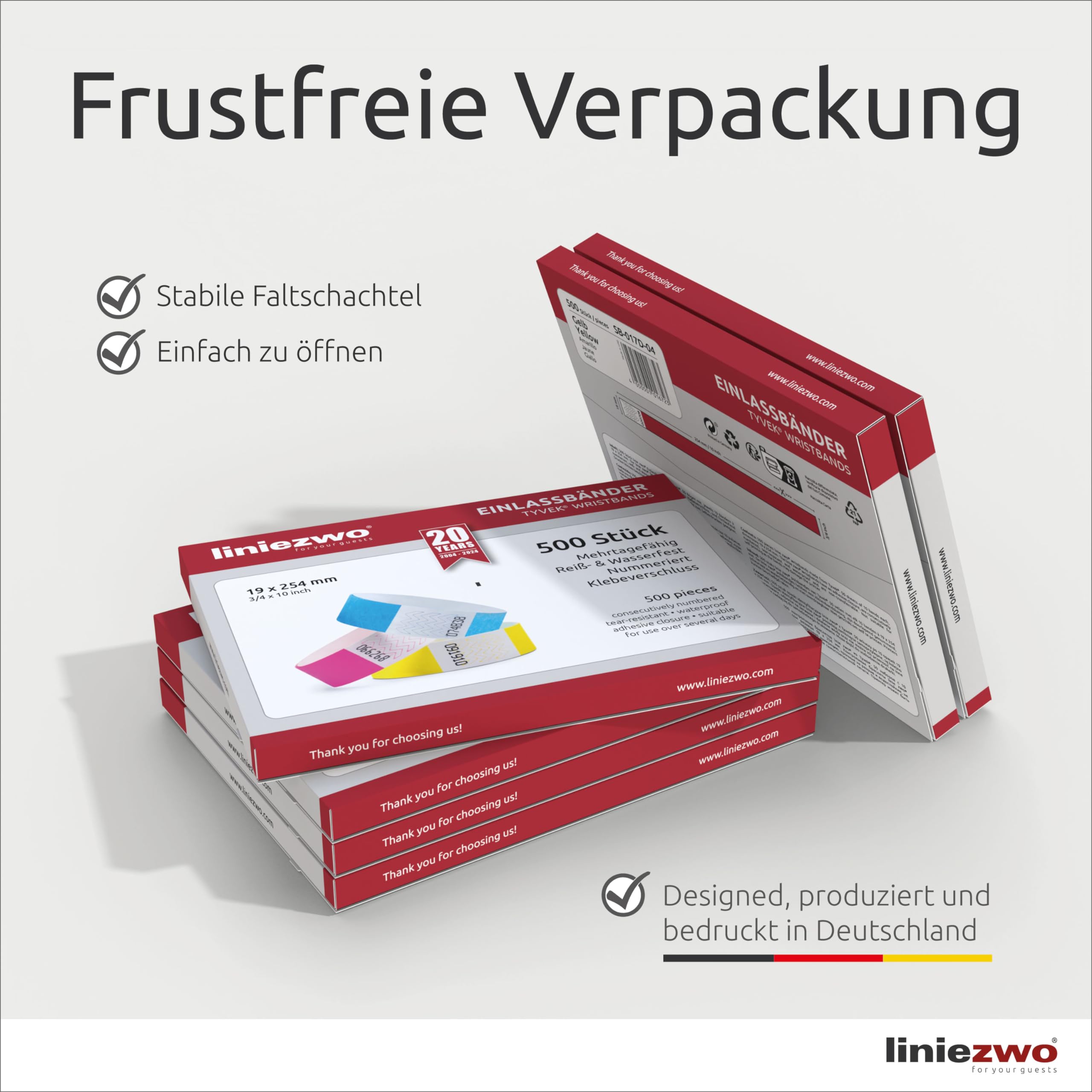500 Stück Einlassbänder 19 x 254 mm, Silber