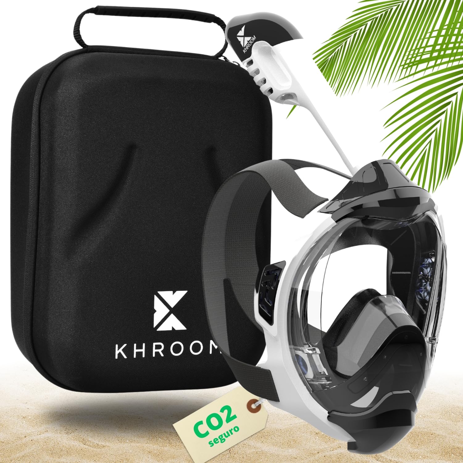 Khroom Máscara de esnórquel para Adultos y niños - Seaview Y | Sin Problemas de CO2 | Máscara Completa para Snorkeling| Equipo de Snorkel con máscara Integral Completa para Adultos S/M Blanco+Case