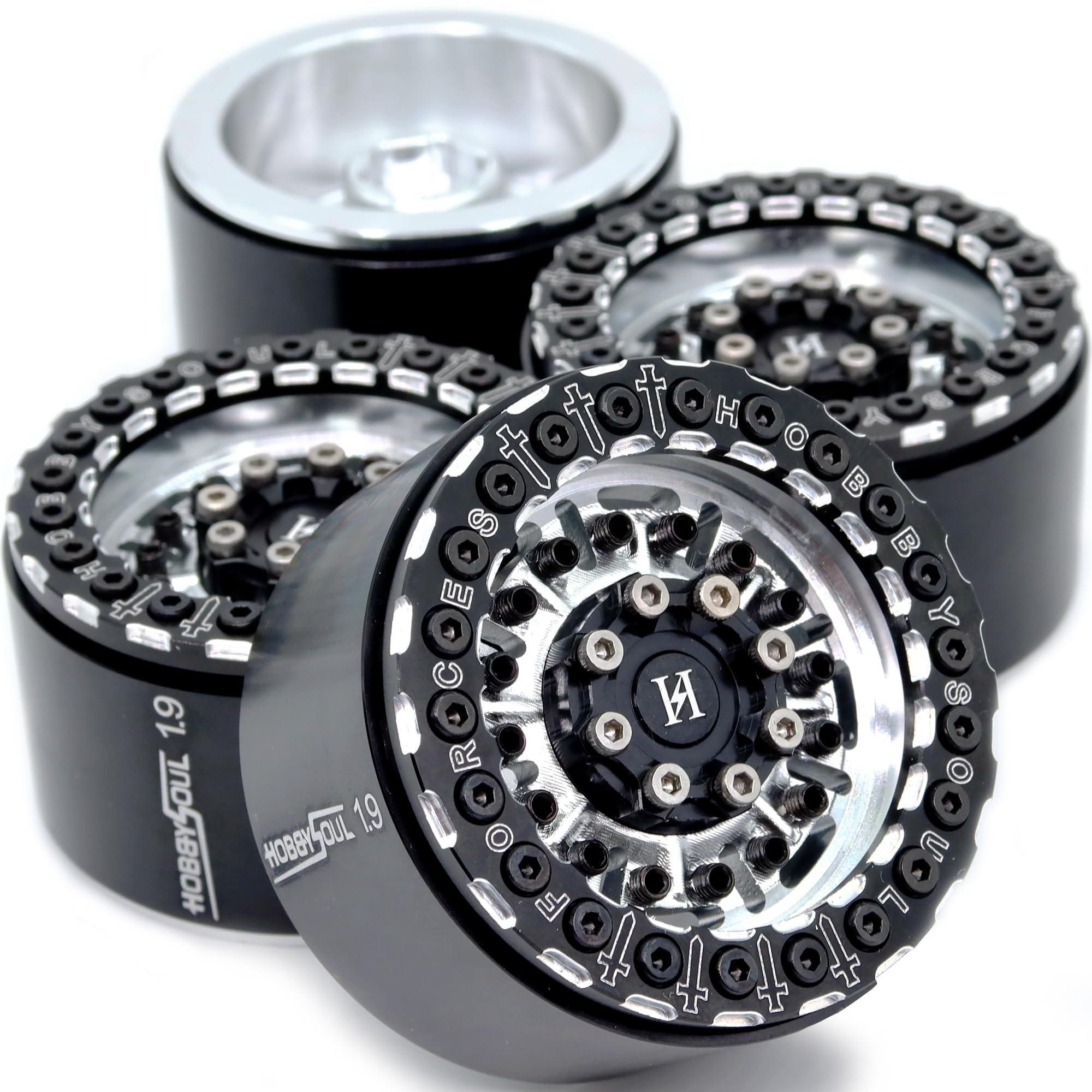 HOBBYSOUL 1.9" Metal Beadlock Wheels For RC Rock Crawlers - 32mm Wide, 12mm Hex, Fits Traxxas TRX-4, Axial SCX10 (4-Pack) - View #4