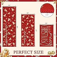 Vista 2 de Pauwer Juego de 3 alfombras de cocina de Navidad, tapetes de cocina con árboles de Navidad, alfombras y tapetes de cocina antideslizantes