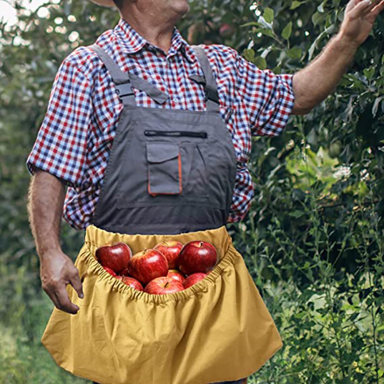 Tablier de récolte et de désherbage de sac de cueillette de fruits pour jardiniers pochette de rangement de récolte de légumes de grande capacité pour aide agricole(Kaki)