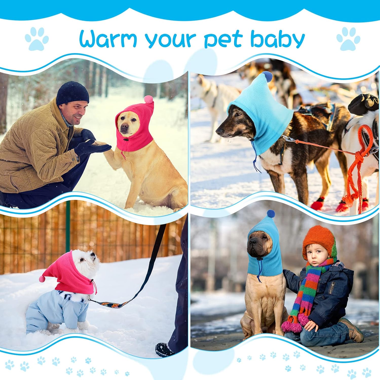 2 Pieces Online Celebrity Dog Winter Hat Adjustable Pet Hats Neck Warmer Fashion Dog Beanie Hats Snood Wolf Cute Plush Dog Pirate Hat for Small Medium Large Pet Holiday Christmas Party Costume : Pet Supplies