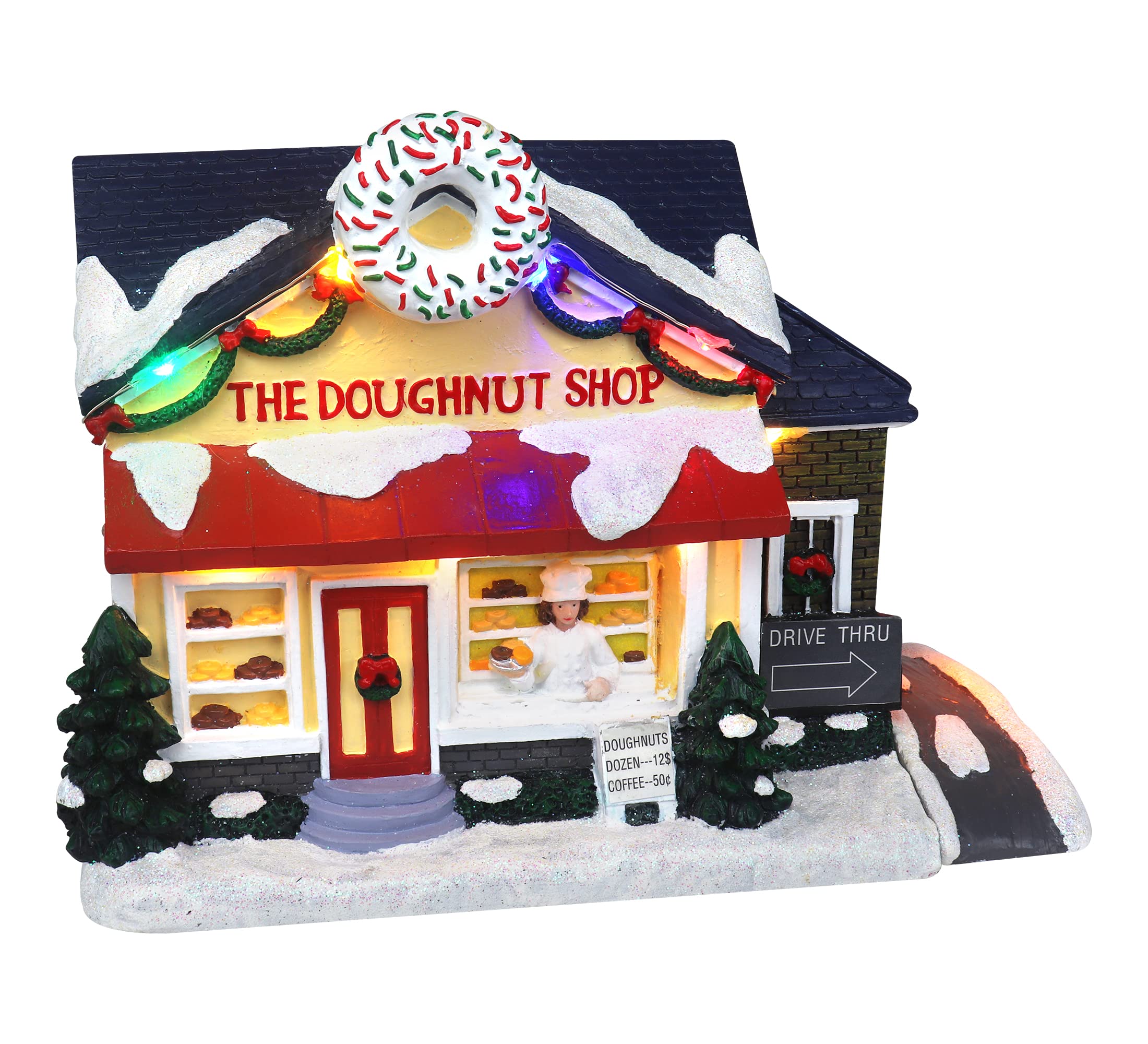 Buy Christmas Village Doughnut Shop Lighted Musical Snow Village