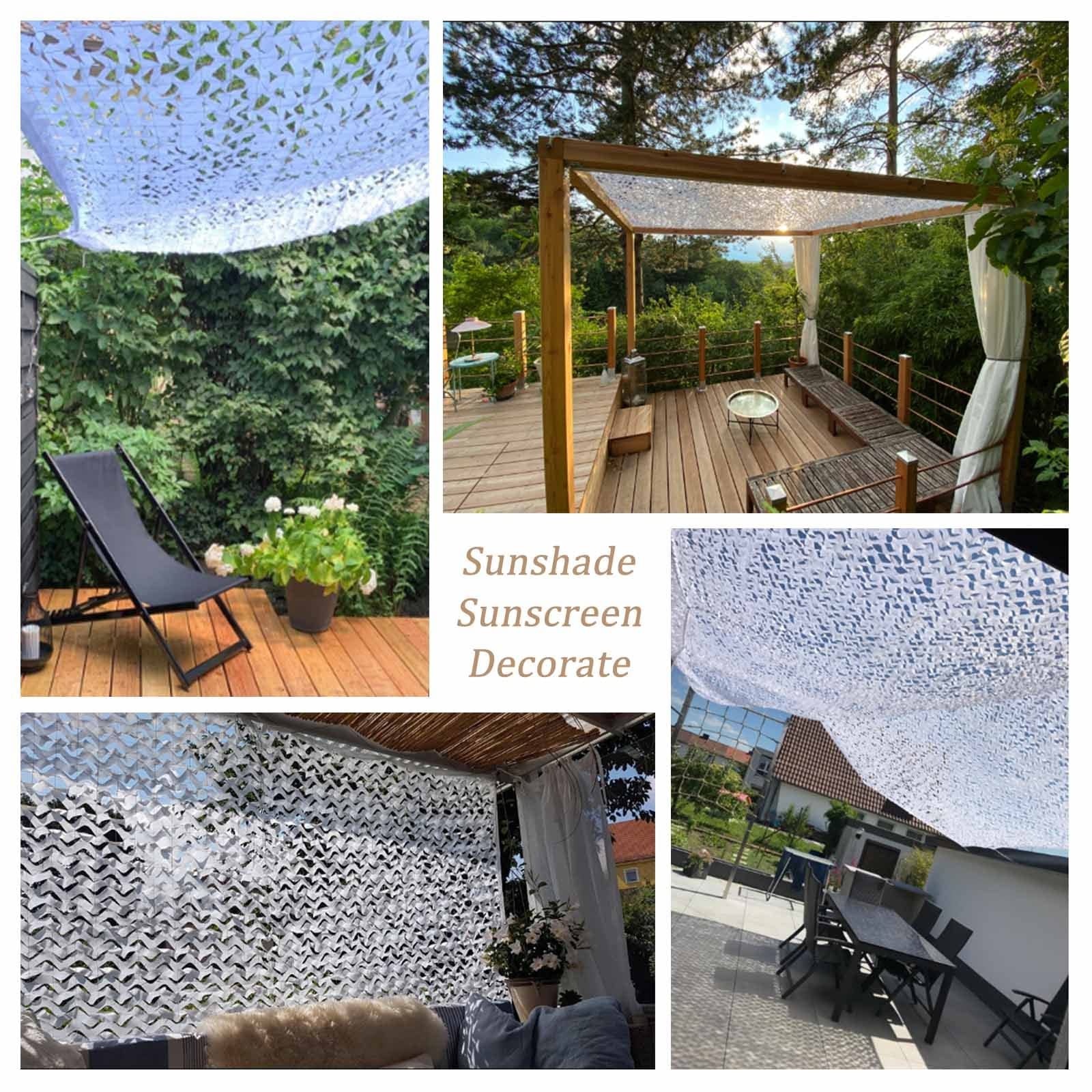 Rete Mimetica Bianca 2×2m 2×4m 2×5m 3×3m 3×4m 3×6m 4×6m 5×6m 6×10m,Rete Ombreggiante,Rete Mimetica Camouflage Rinforzata Militare,Campeggio, Decorazione,Rete Mimetica Caccia,White-9x10m(29.5*32.8ft