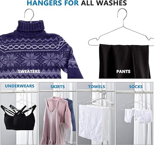 Miniatura 2 de Fayleeko Perchas de alambre, perchas de metal de acero inoxidable resistentes de 17.7 pulgadas, ultra finas para ahorrar espacio (paquete de 10)