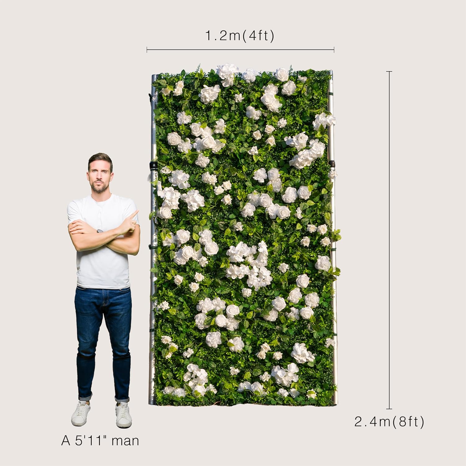 Artificial Luxury‌ Flower Wall Panels, Gorgeous 3D Silk Floral Backdrop for Wedding, Baby Show, Party and Home Decor, Quick Assembly/Storage, Both Eco ＆ Pet Friendly