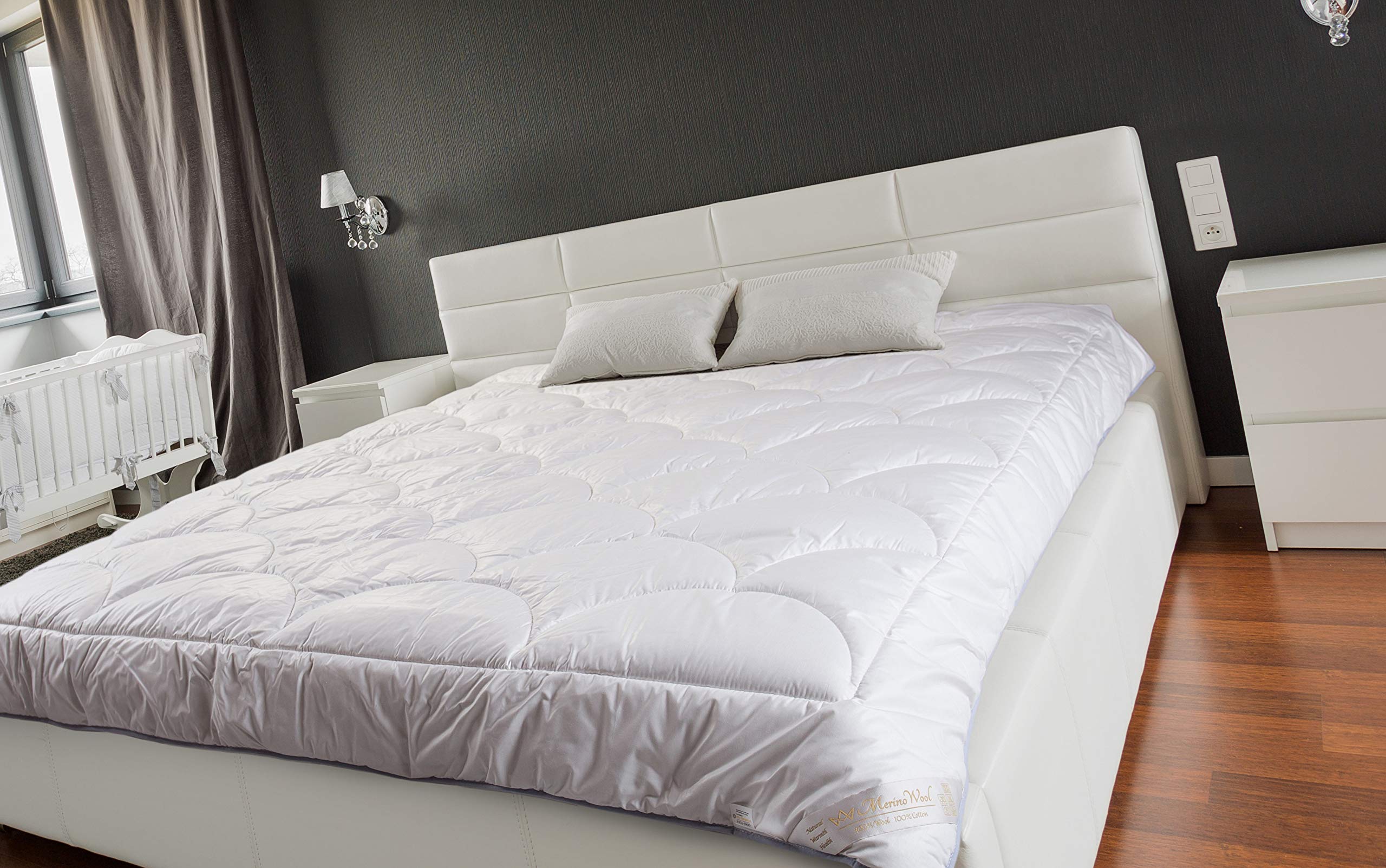 Merino Wool Luxuriöse Alpaka-Bettdecke aus Alpakawolle, Steppdecke – Ganzjahr/Saison (140 x 200 cm, Einzelbett)