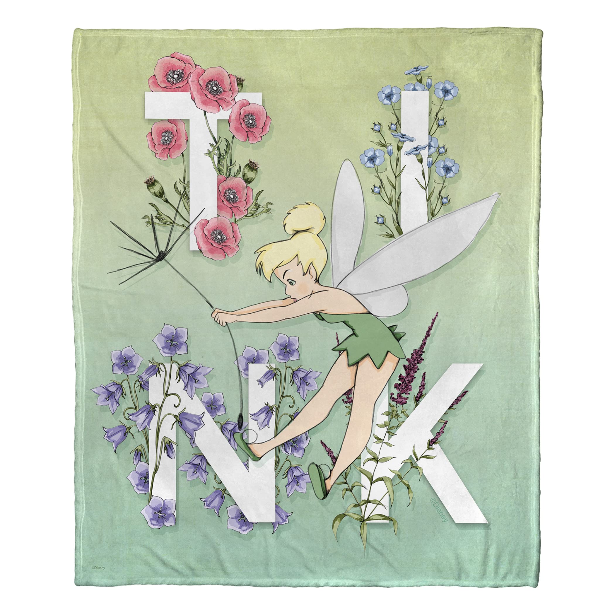 Northwest Botanical Pixie Disney's Tinker Bell Silk Touch Throw Blanket, 50" X 60",