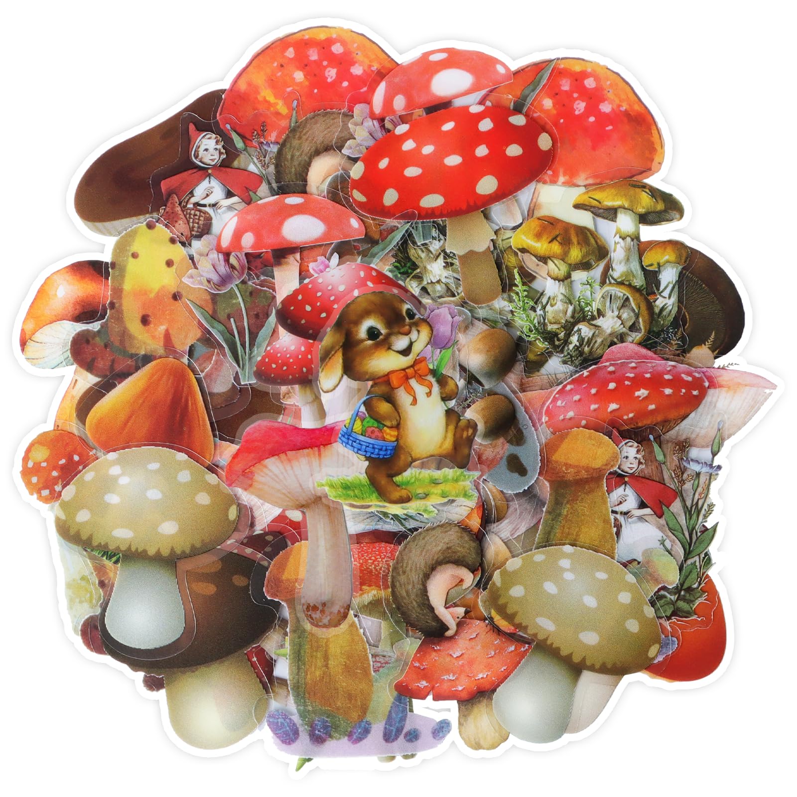 Imeepa Scrapbooking Stickers 60Pcs Mushroom Stickers, Waterproof Mushroom Sticker for Scrapbook Journaling DIY Crafts Planners Art