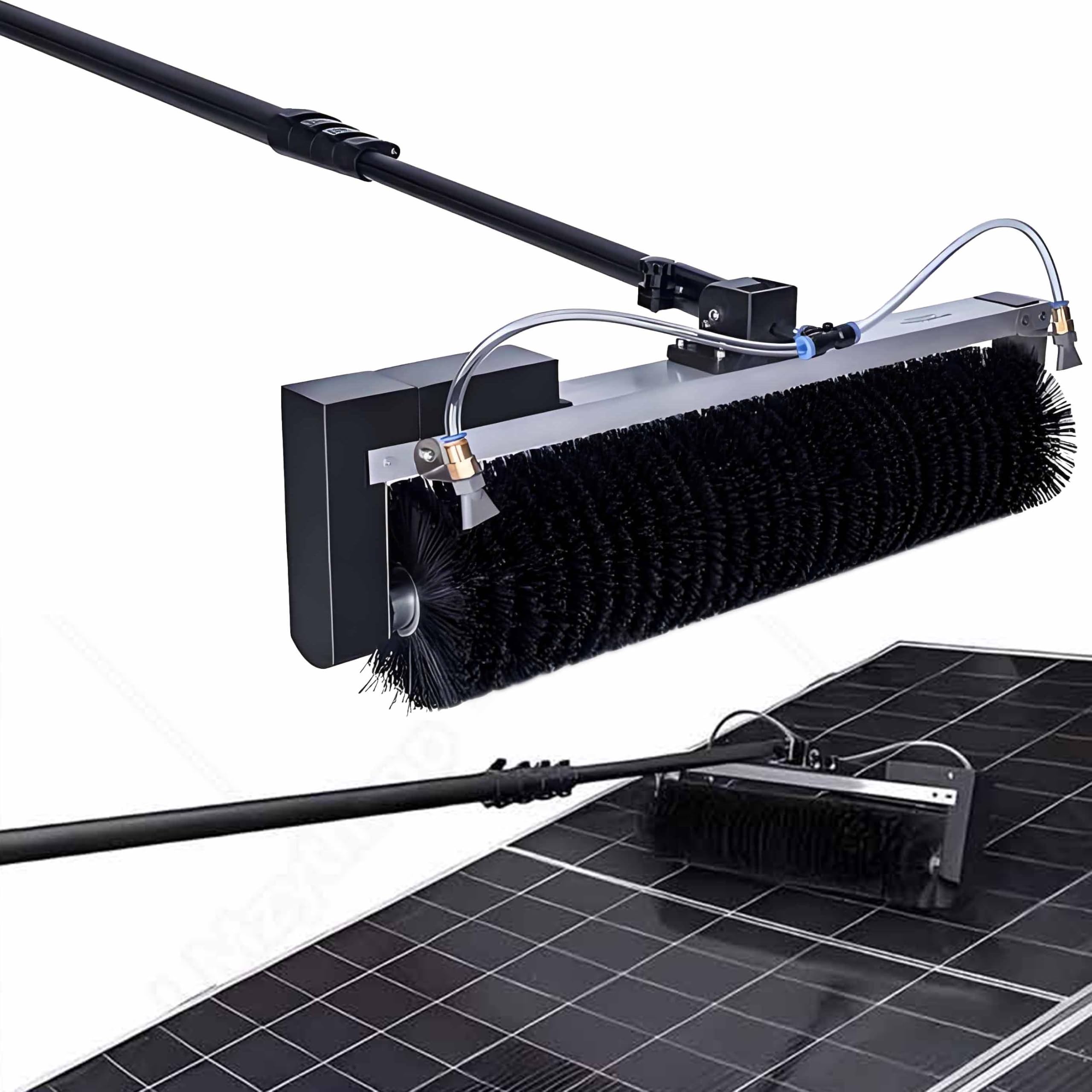 Nettoyeur de panneaux photovoltaïques avec pulvérisation automatique et rouleau