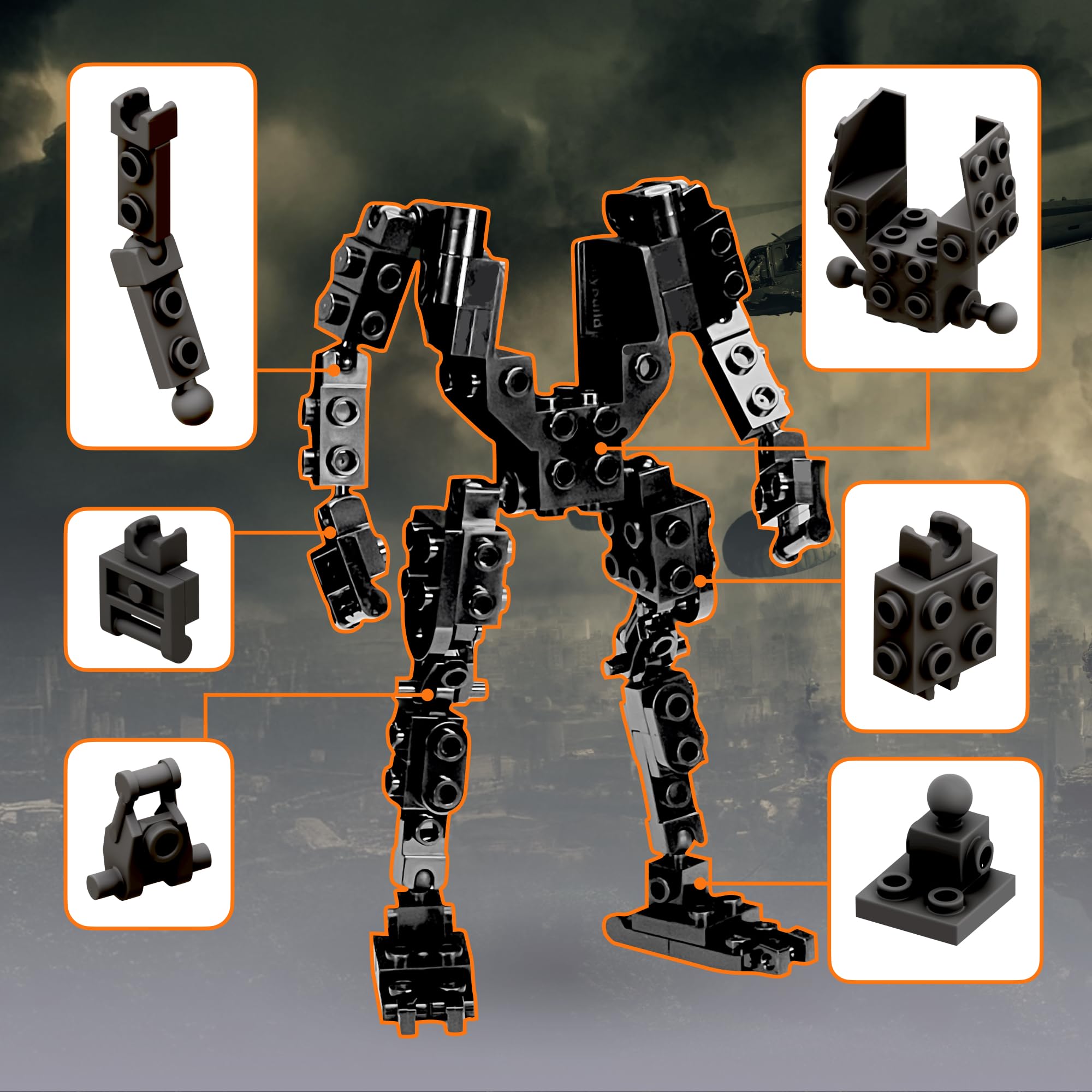 MyBuild Armed Forces Alpha Fire Support 6021 – Mécha Tactique de Soutien Lourd avec Lance‑Missiles Épaule & Drone de Combat | Kit de Construction Robot Dynamique | 14 Ans et Plus