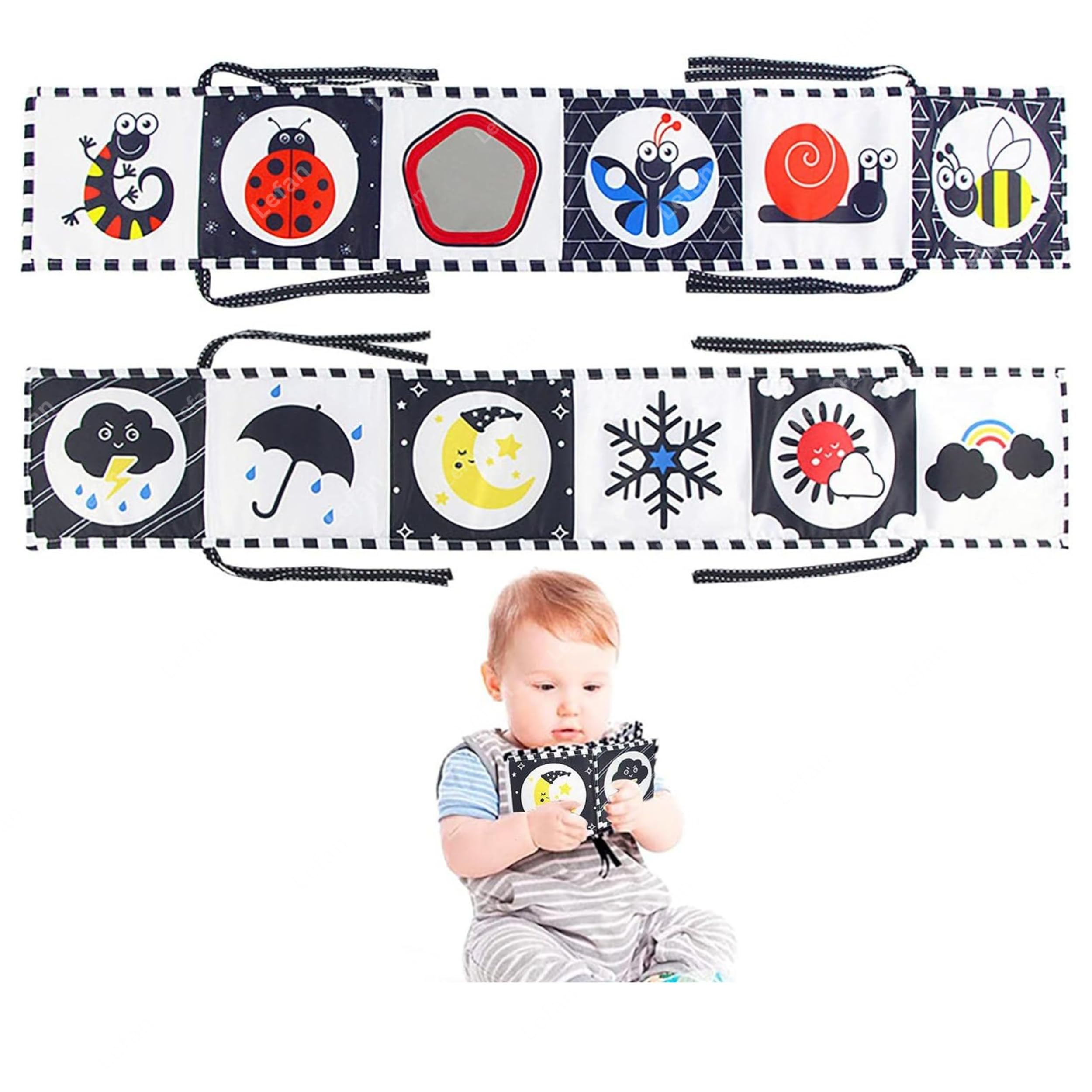 Lefan Black and White High Contrast Baby Toys 0-6 6-12 Months Soft Book for Newborn Brain Development Tummy Time Toys Infant Sensory Toys 0-3 3-6 Month Montessori Learning Activities for Babies (B0DH53415H) Amazon Price History, Amazon Price Tracker