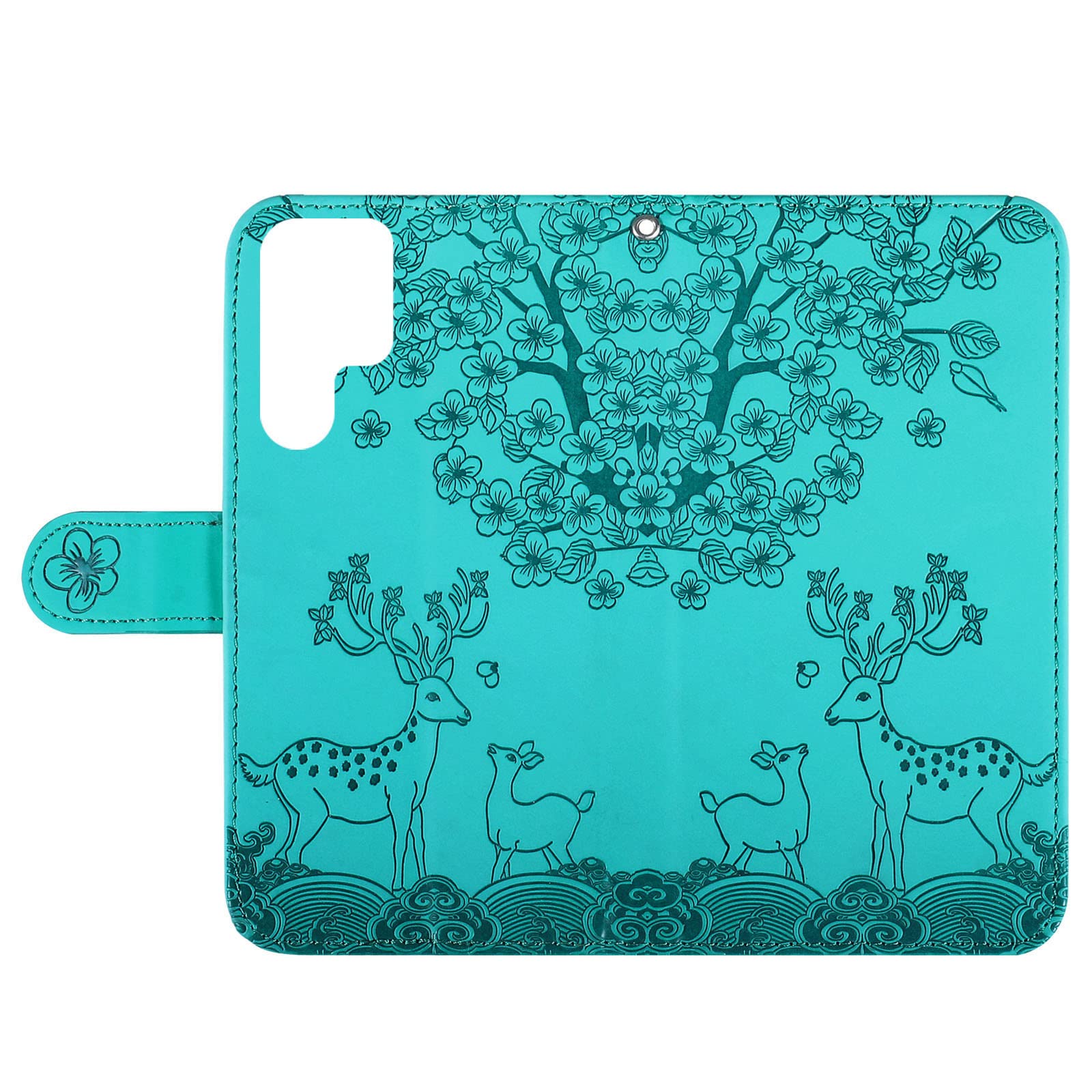 Etui do Samsung Galaxy S22/S22 Plus/S22 Ultra, wytłaczany jeleń skóra PU, portfel etui z przegródkami na karty podpórka, magnetyczne etui na telefon z klapką, zielony, S22 Ultra 6,8"