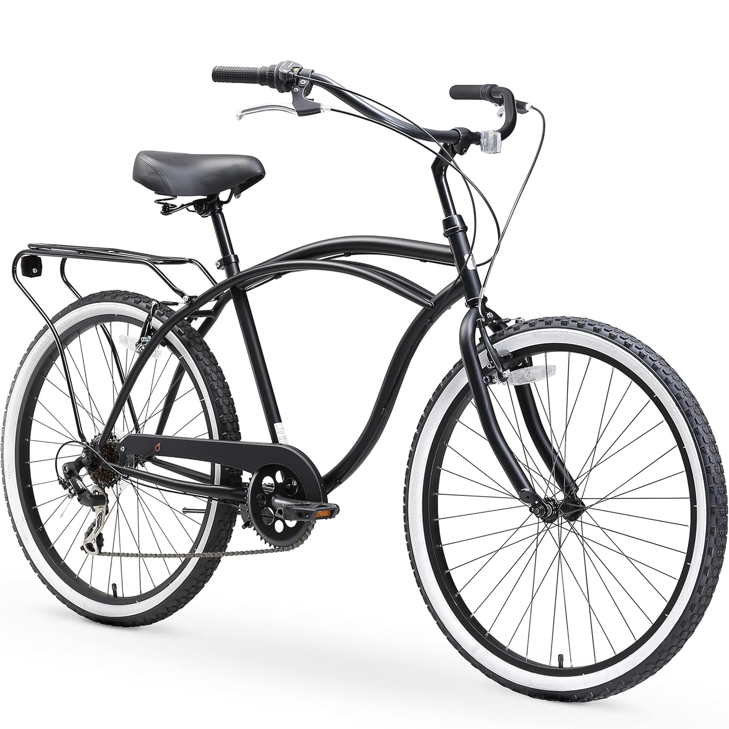 sixthreezero Around The Block Men's Beach Cruiser Bike, Hybrid Bicycle with Rear Rack