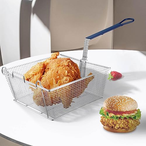 Miniatura 2 de WeChef - Cesta comercial para freidora de 8.8 libras, gran capacidad, 13 x 12 x 5 pulgadas, cesta de freidora de construcción resistente con mango
