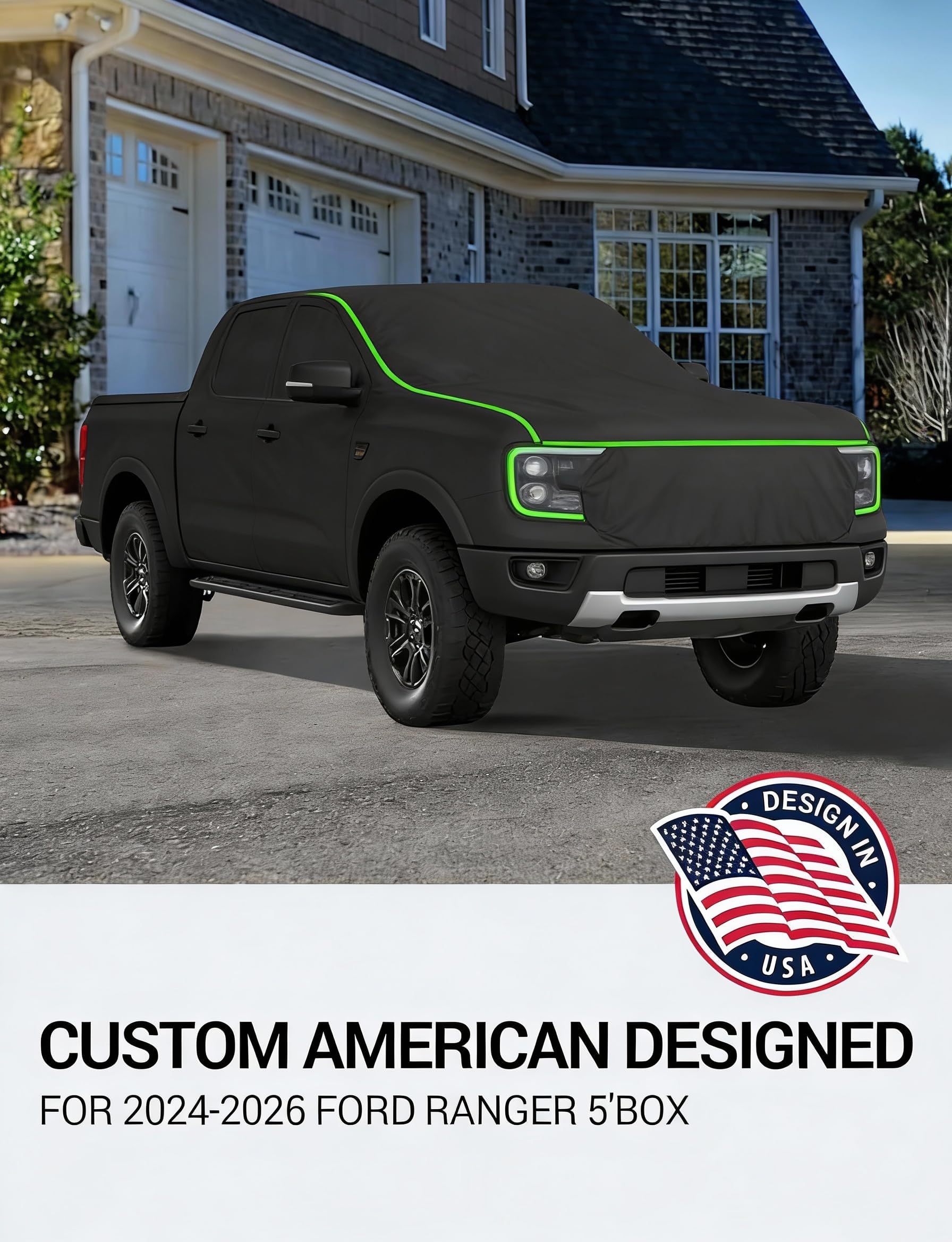 Proadsy 2025 ulepszony pokrowiec samochodowy dopasowany do 2024 2025 Ford Ranger 5'Box, wodoodporny, na każdą pogodę do samochodów, pełna osłona zewnętrzna, deszcz, śnieg, ochrona przed słońcem, do