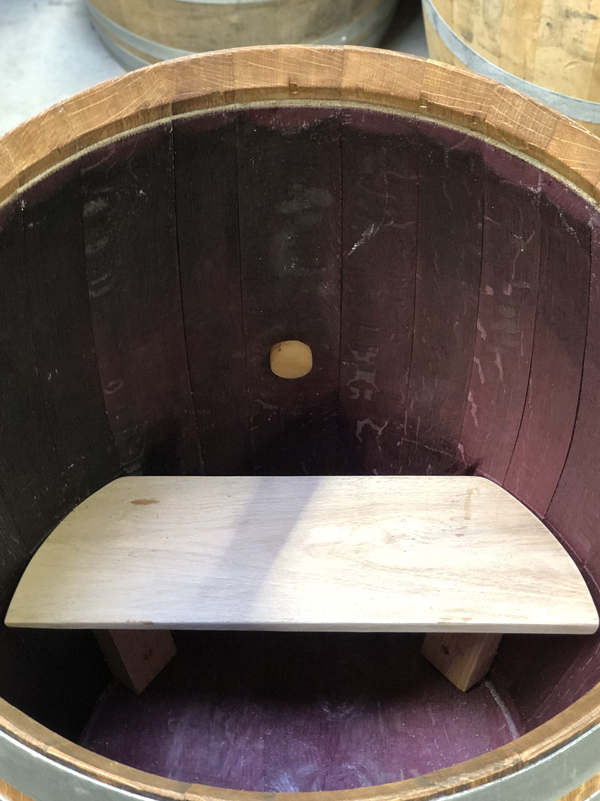 Fass-Schmiede Premium-Holzfass für Eisbaden, Holz, 300 Liter | Ideal für Regeneration und Wellness, Originales Weinfass, Mit Treppe, Geölt