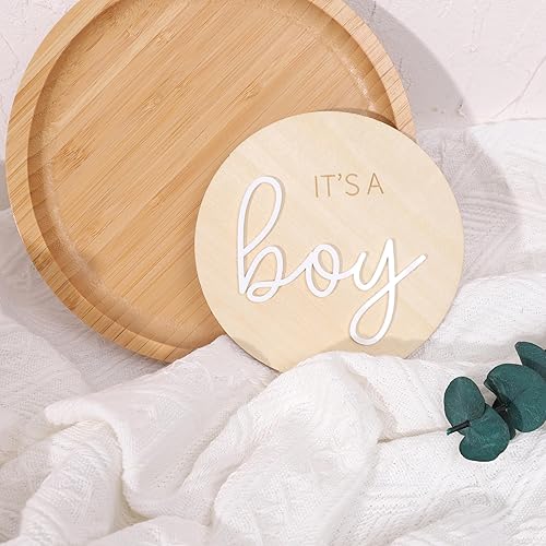 Miniatura 8 de Letrero de madera de 1 pieza con texto en inglés "It's a Boy" de madera para revelar el género, anuncio de embarazo acrílico para niño o niña,