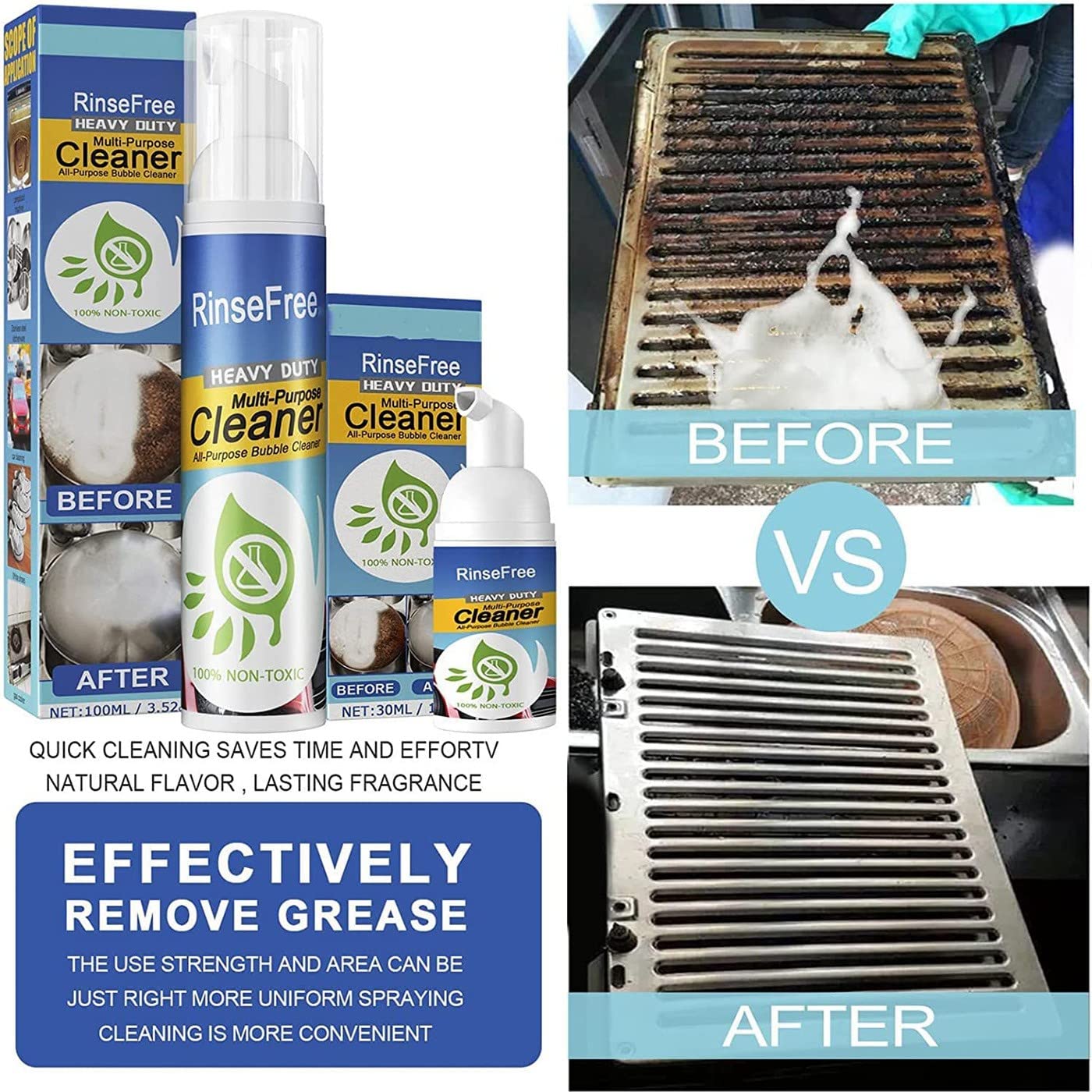 Sgrassatore Spray per Superfici Moderne e Delicate, Detergente per Casa e Cucina, Rimuove Grasso e Sporco Velocemente ed Efficacemente da Finestre e Superfici (30ml, 3pc)