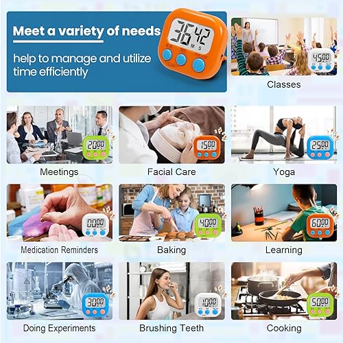 Miniatura 3 de Paquete de 12 temporizadores digitales para aula, temporizadores magnéticos de cocina de cuenta regresiva para cocinar, temporizador de alarma de