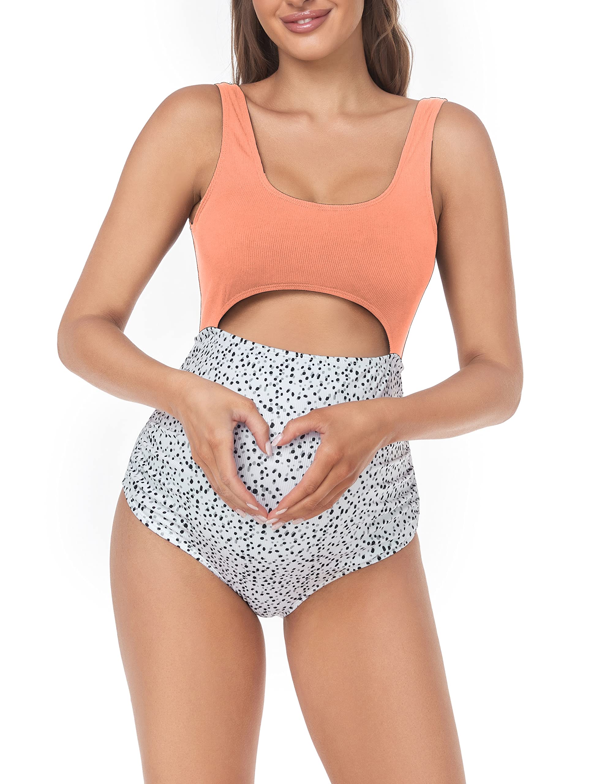 EastElegant maternità Ritaglio Un Pezzo Costumi da Bagno Ploka Dots Stampa Gravidanza Costume da Bagno, Rosa, M