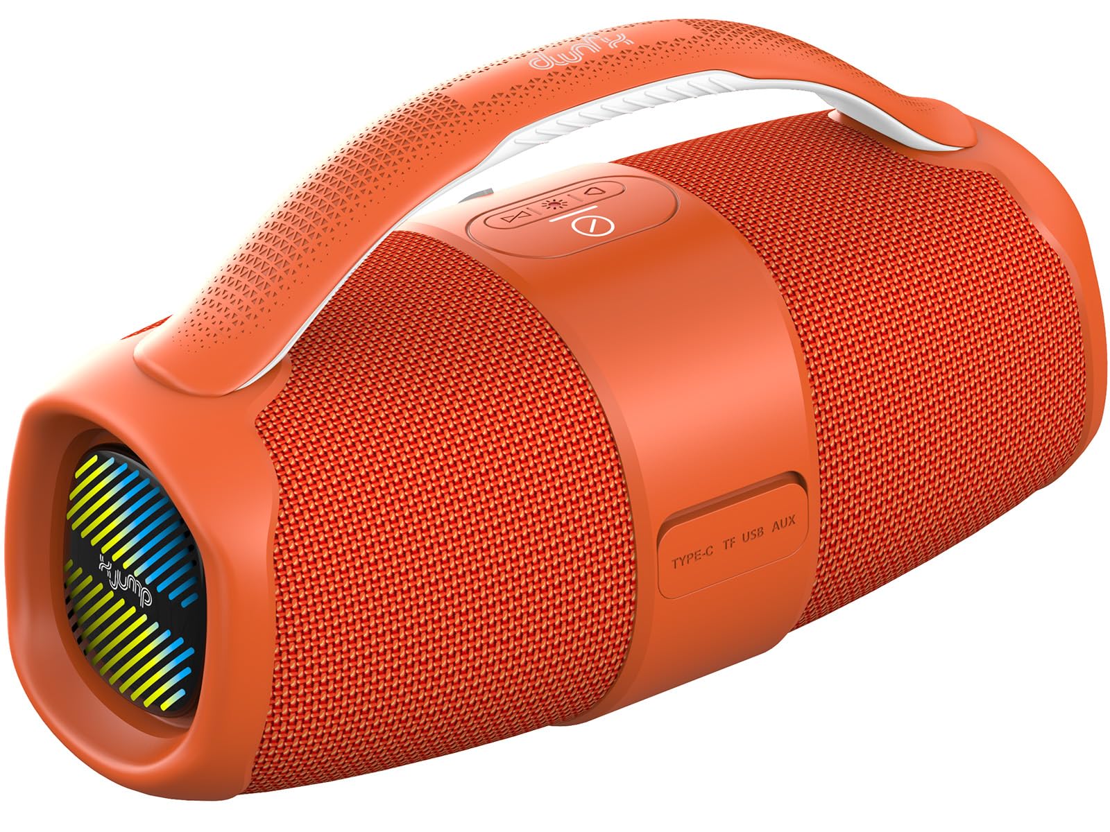 X JUMP XJ 120 Przenośny głośnik bezprzewodowy wzmocniony 40W, wysoka wydajność, funkcja TWS, USB, AUX-IN, wbudowany mikrofon, wodoodporny głośnik bezprzewodowy IPX5, pomarańczowy
