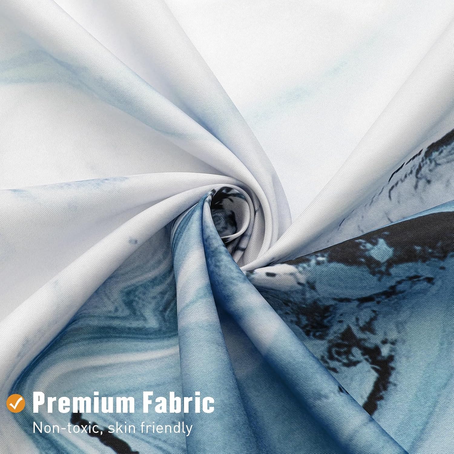 MitoVilla Blue Marble Shower Curtain, Modern Ombre Elegant Fabric Cloth Shower Curtains for Luxury Bathroom Decor, Abstract Chic Summer Watercolor Shower Curtain, 72x72 - Image 5