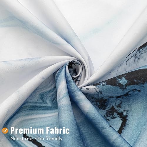 Miniatura 5 de MitoVilla Cortina de ducha de mármol azul, moderna cortina de ducha de tela degradada para decoración de baño de lujo, cortina de ducha abstracta