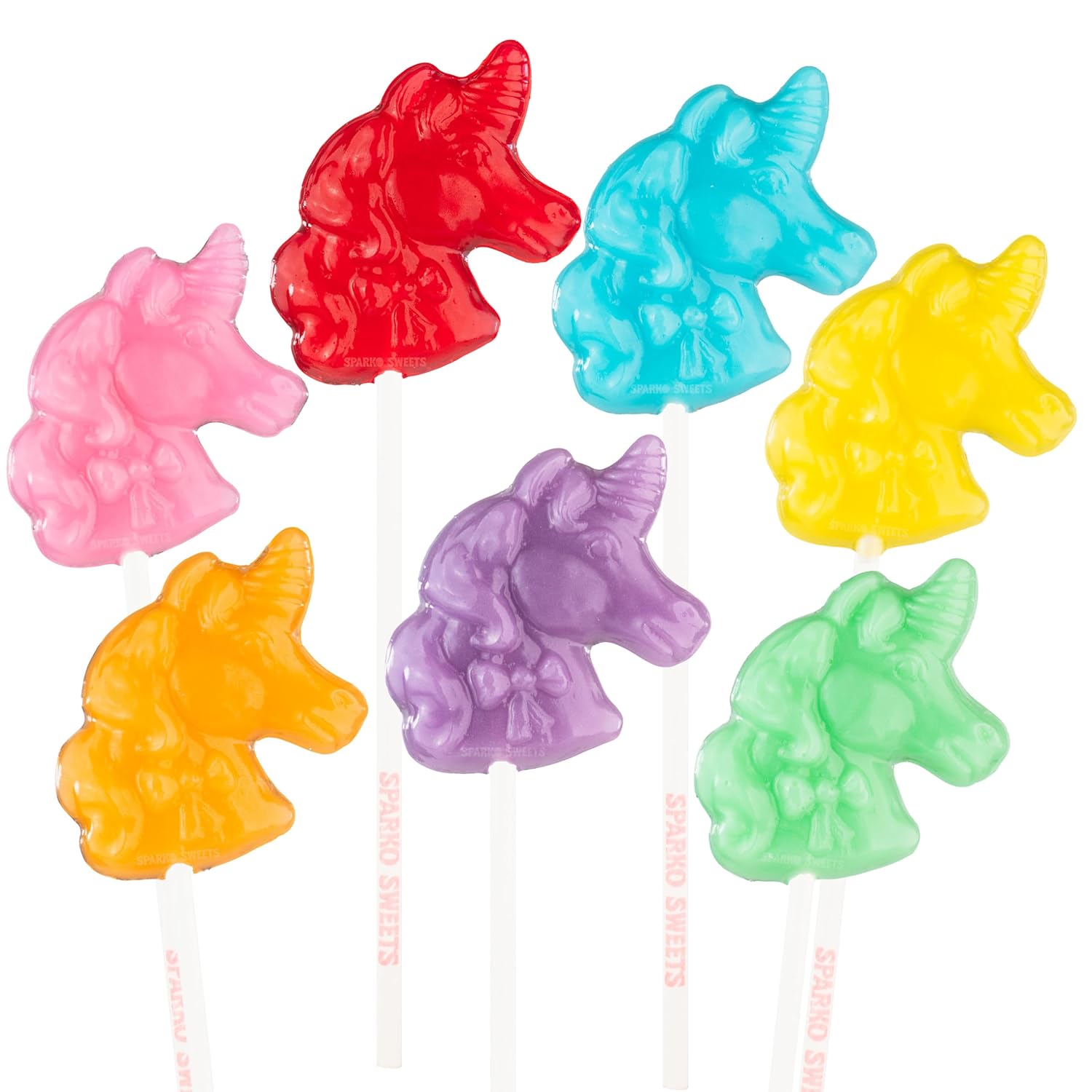 Sparko Sweets Rainbow Unicorns, Assorted Fruit Flavors, Made in Los Angeles, 2.6" Lollipop Diameter, Perfect for Princess Parties, Unicorn Baby Showers, Birthday Celebrations (Blue)