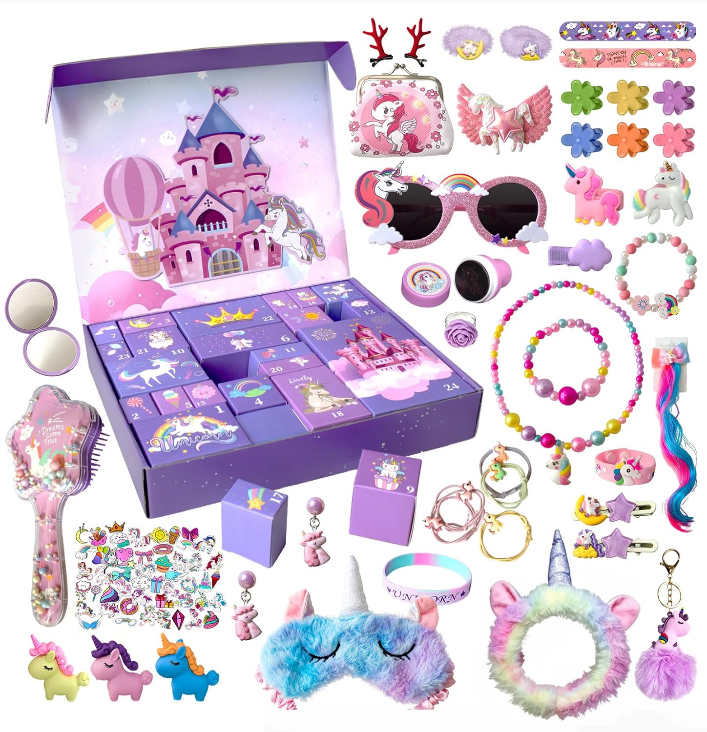 Advent Calendar 2025 Kids - Unicorn Countdown Advent Calendar for Girls, 24 Days Christmas Surprise Count Down Gifts Box for Toddlers, Xmars Gift for Daughters, Granddaughters & Nieces